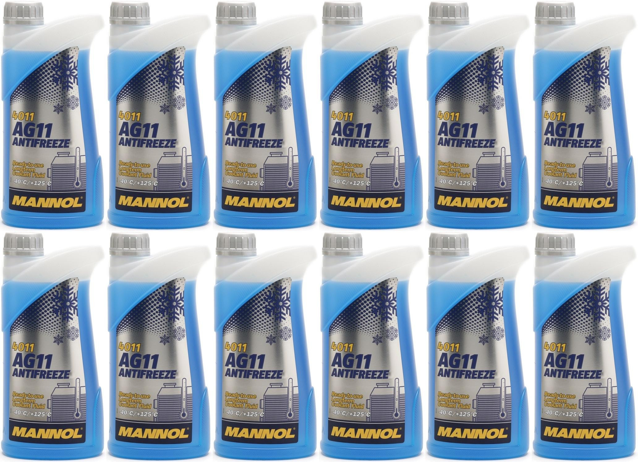 Mannol Kühlerfrostschutz Antifreeze AG11 -40 Fertigmischung 12x 1l = 12 Liter