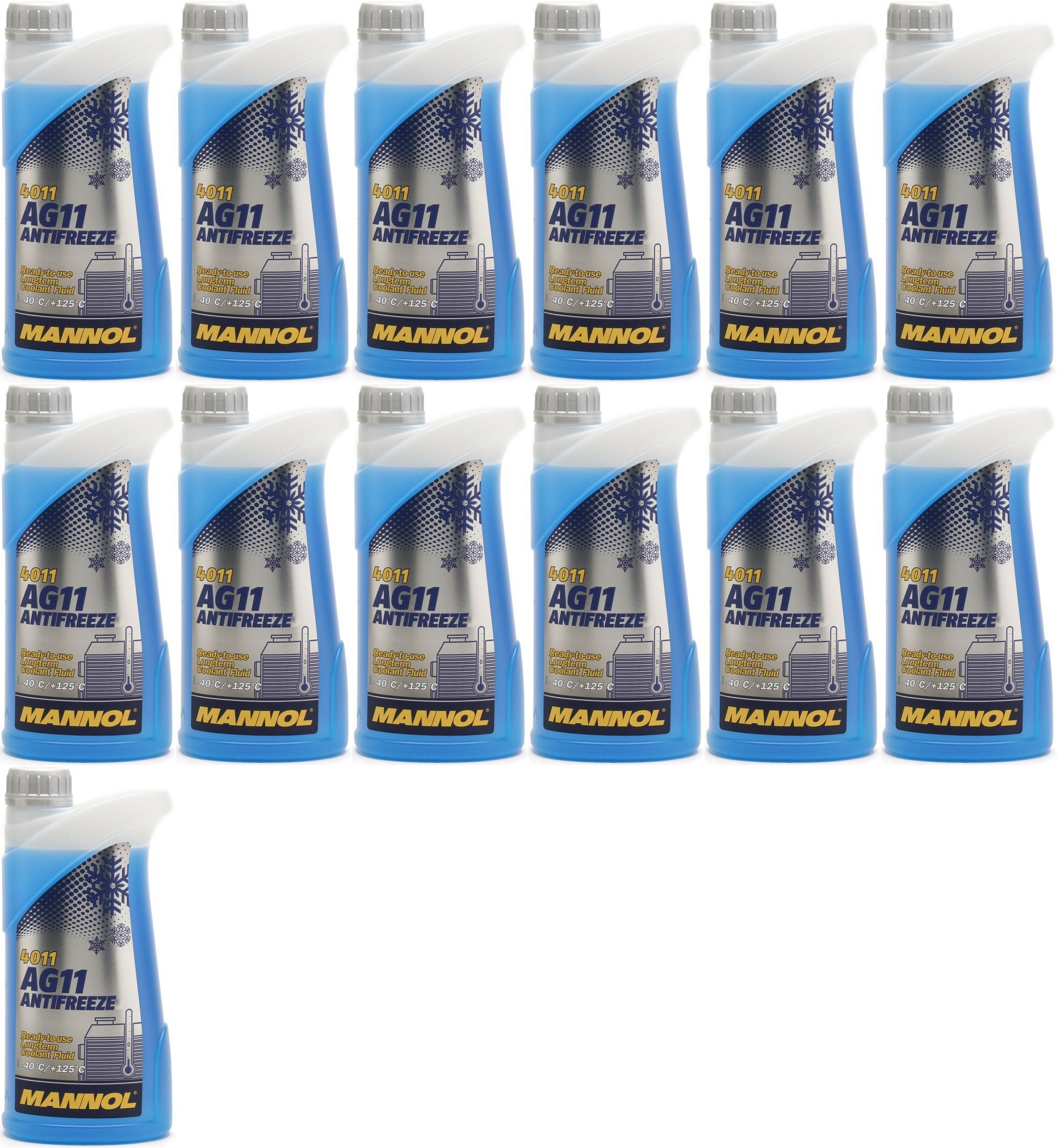 Mannol Kühlerfrostschutz Antifreeze AG11 -40 Fertigmischung 13x 1l = 13 Liter