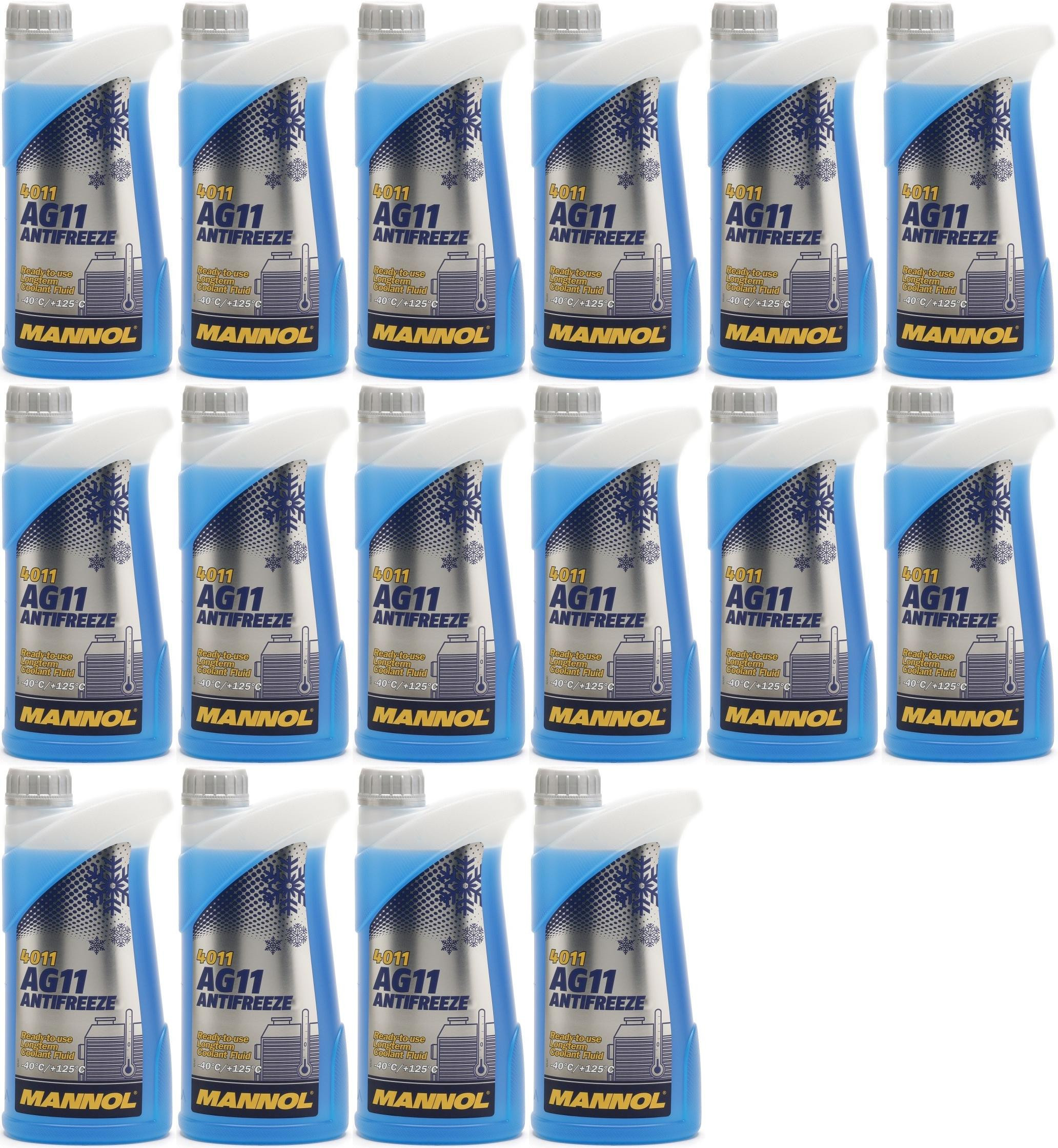Mannol Kühlerfrostschutz Antifreeze AG11 -40 Fertigmischung 16x 1l = 16 Liter