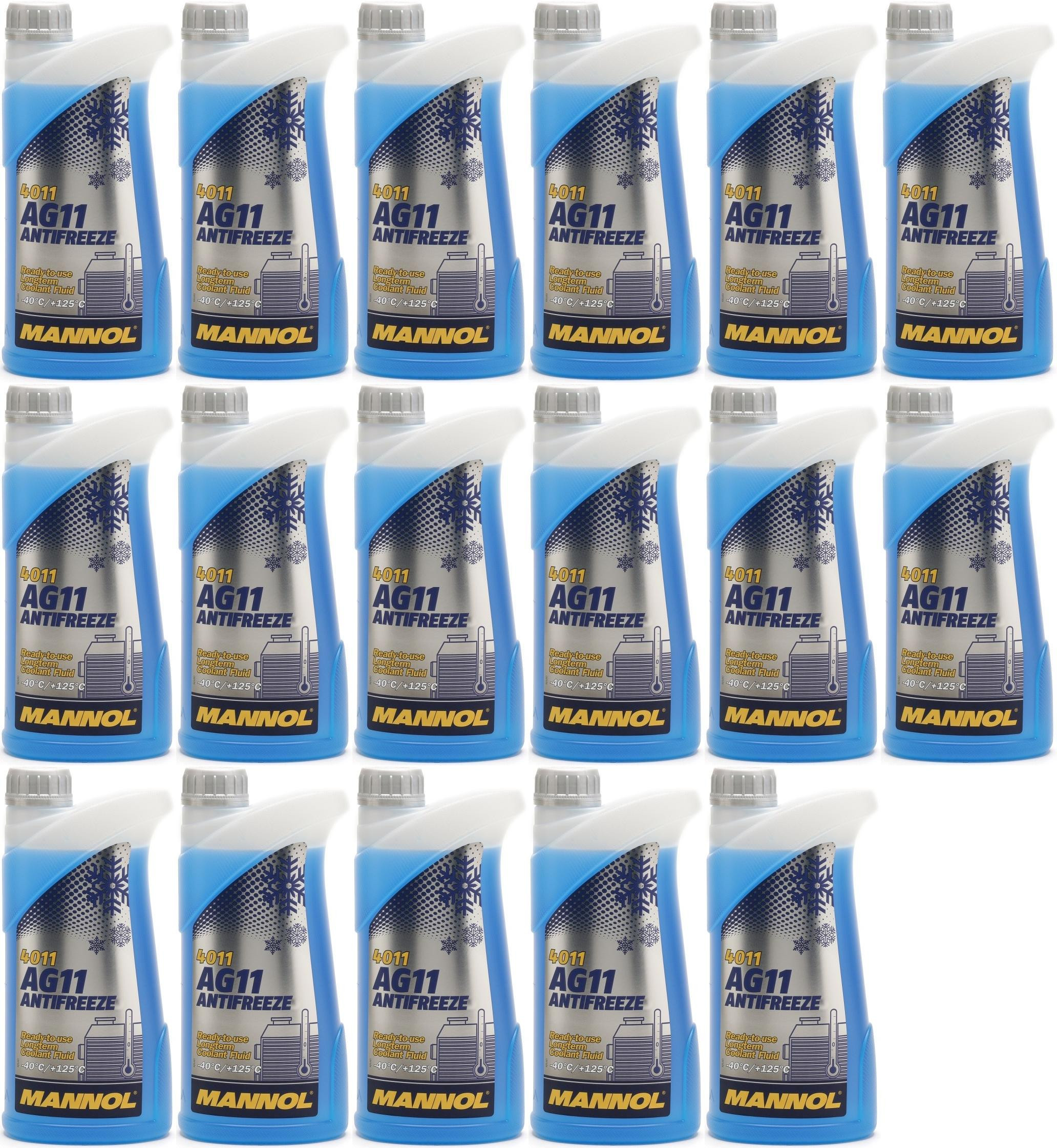 Mannol Kühlerfrostschutz Antifreeze AG11 -40 Fertigmischung 17x 1l = 17 Liter