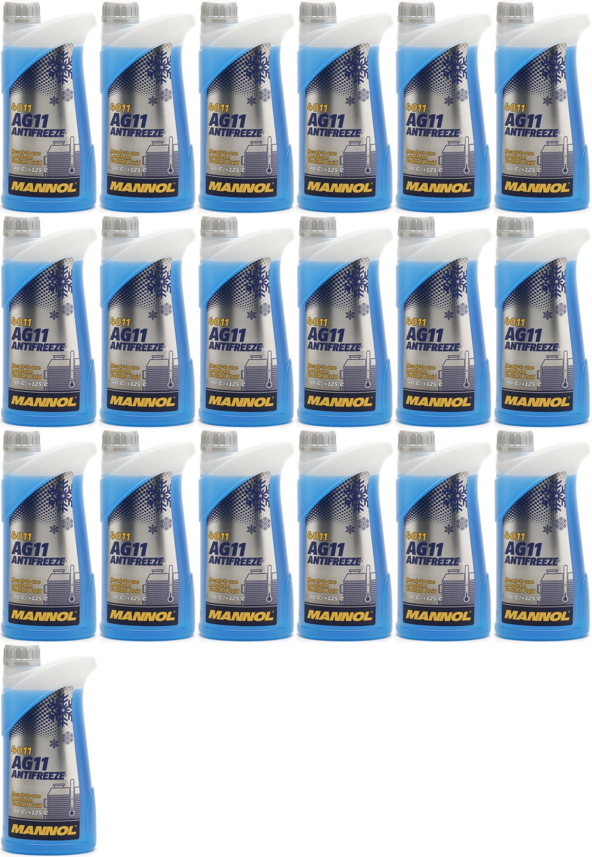 Mannol Kühlerfrostschutz Antifreeze AG11 -40 Fertigmischung 19x 1l = 19 Liter