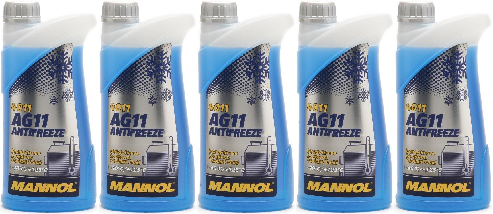 Mannol Kühlerfrostschutz Antifreeze AG11 -40 Fertigmischung 5x 1l = 5 Liter