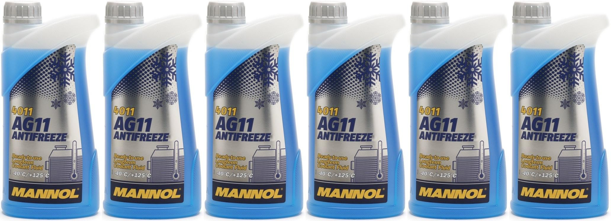 Mannol Kühlerfrostschutz Antifreeze AG11 -40 Fertigmischung 6x 1l = 6 Liter