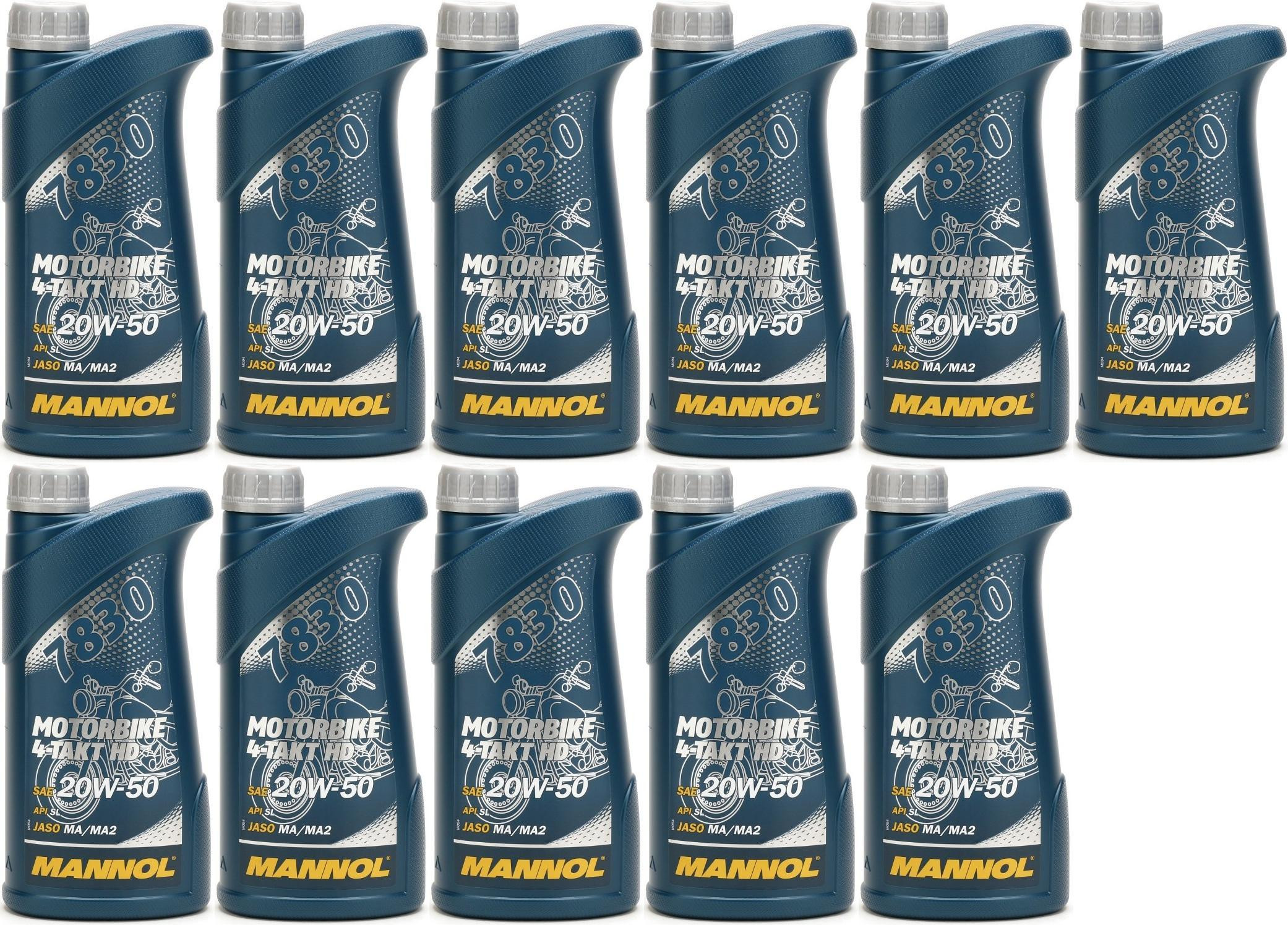 MANNOL 7830 Motorbike 4-Takt HD 20W-50 Motorrad Motoröl 11x 1l = 11 Liter