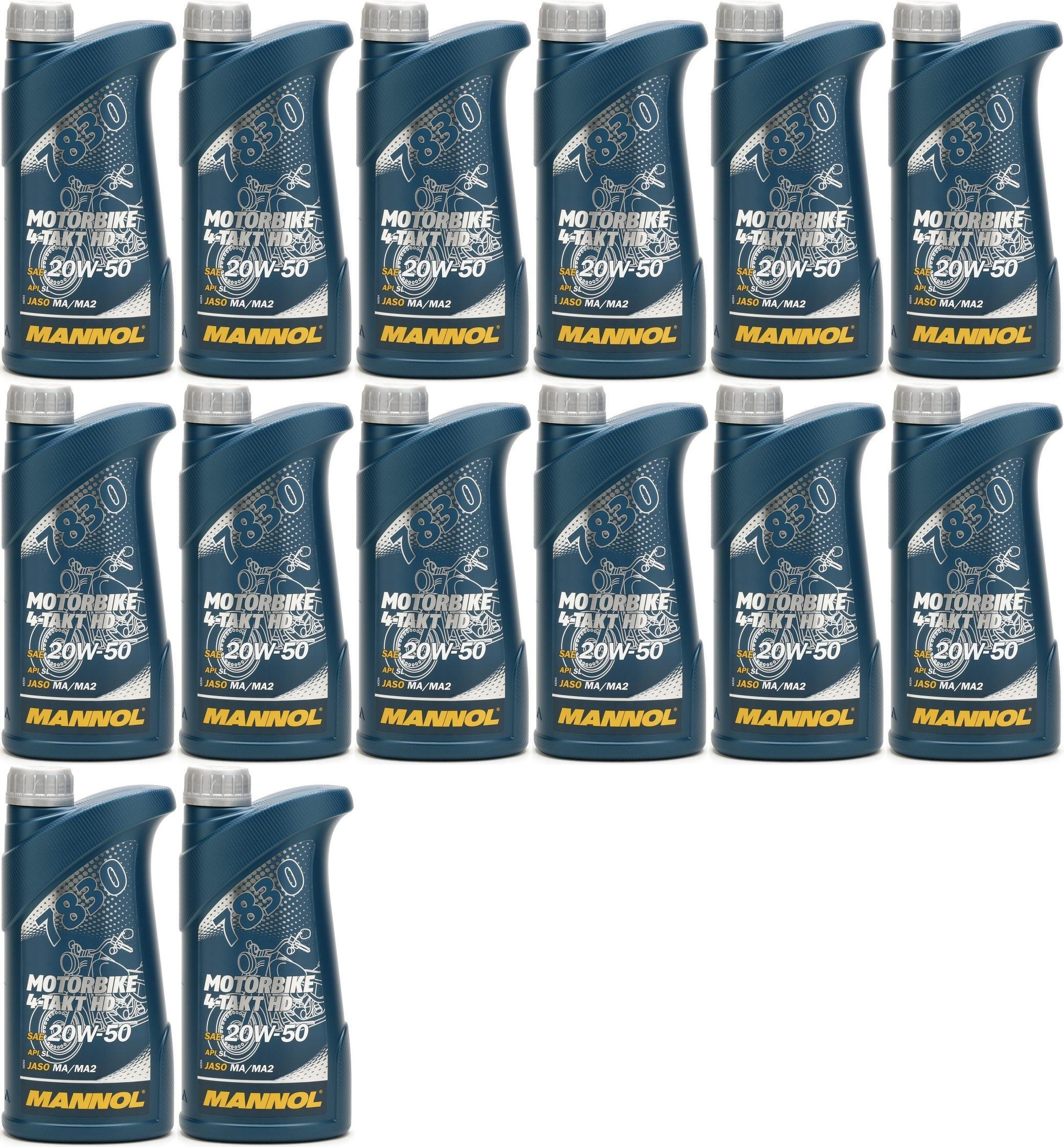MANNOL 7830 Motorbike 4-Takt HD 20W-50 Motorrad Motoröl 14x 1l = 14 Liter