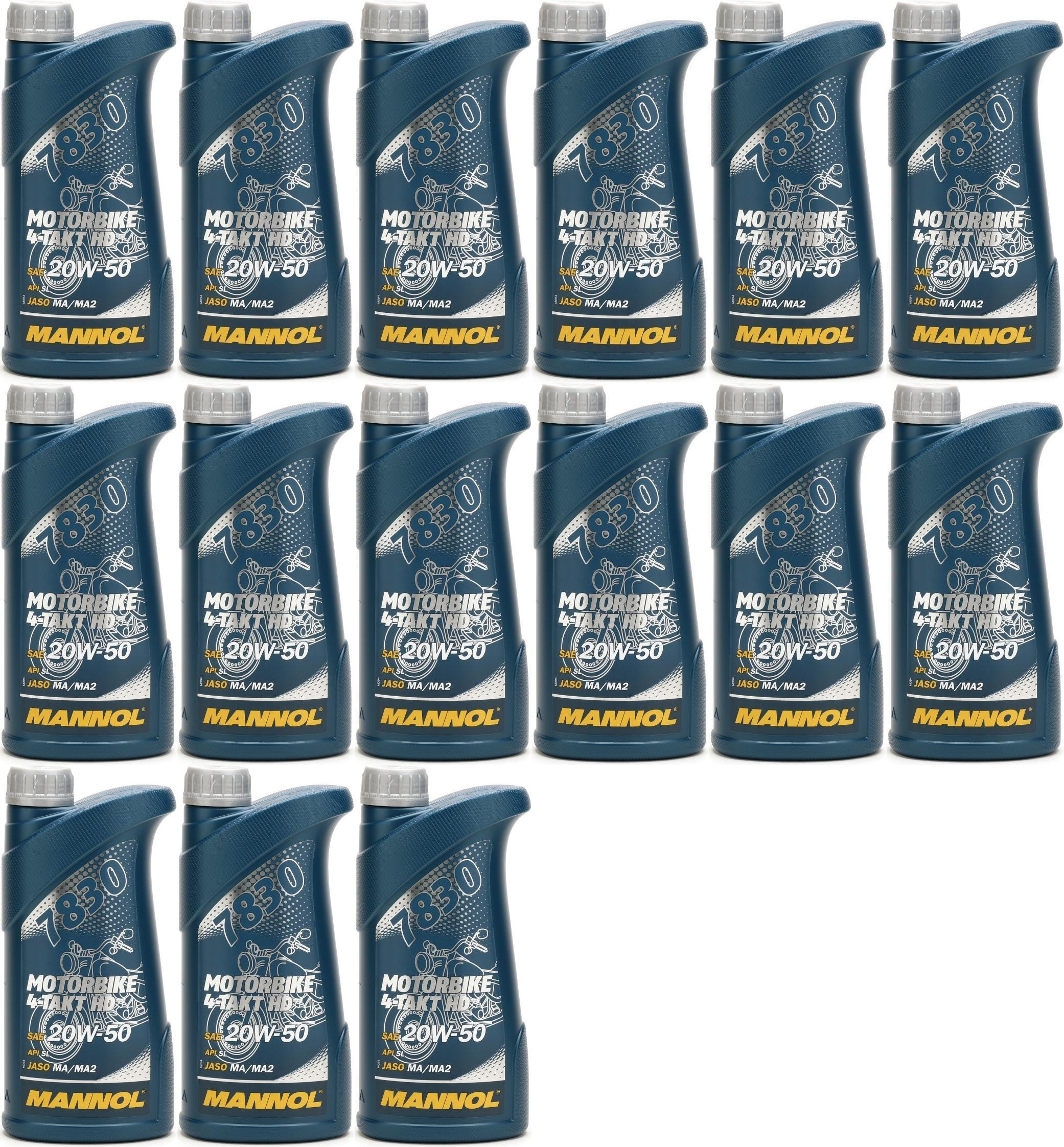 MANNOL 7830 Motorbike 4-Takt HD 20W-50 Motorrad Motoröl 15x 1l = 15 Liter