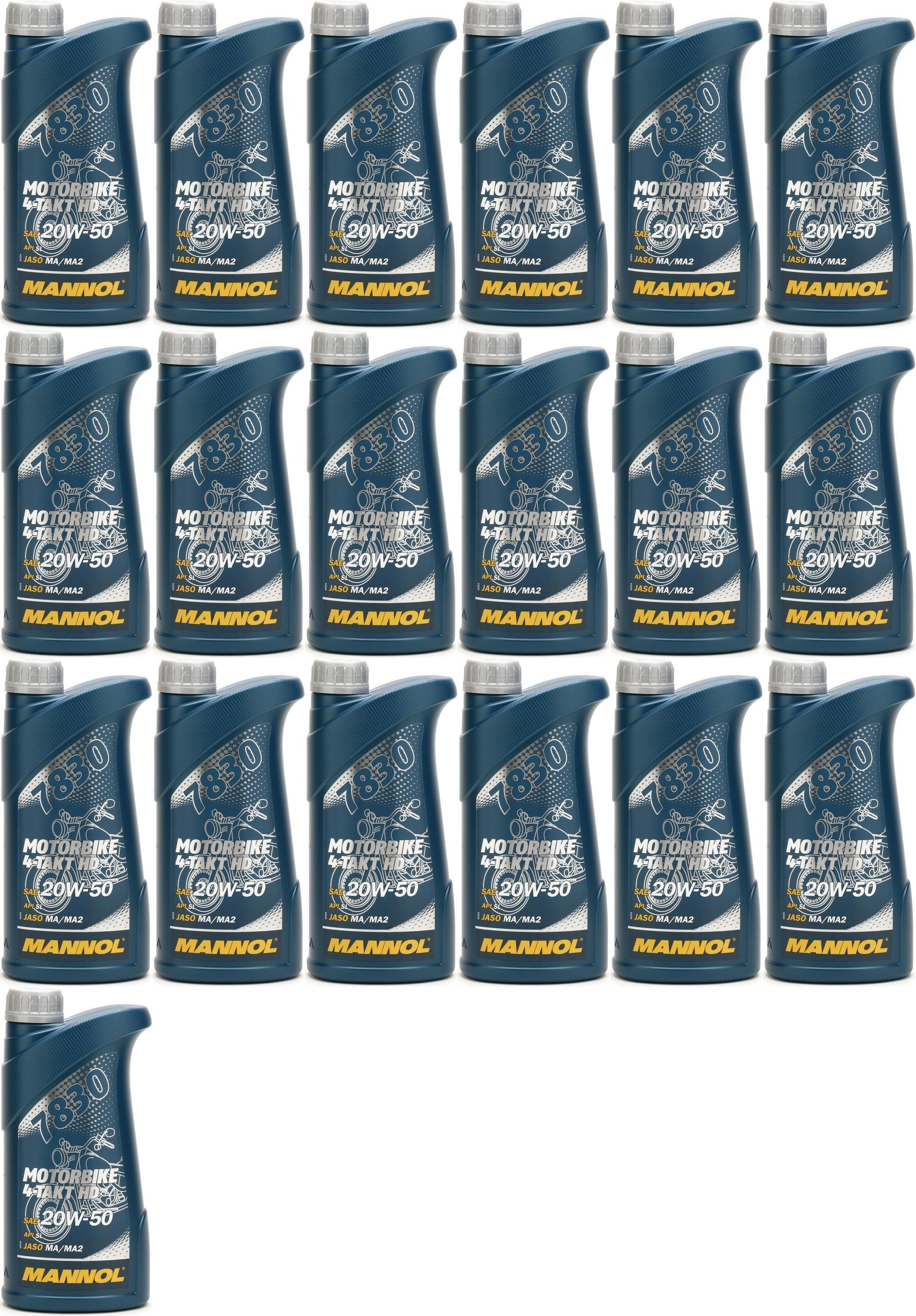 MANNOL 7830 Motorbike 4-Takt HD 20W-50 Motorrad Motoröl 19x 1l = 19 Liter