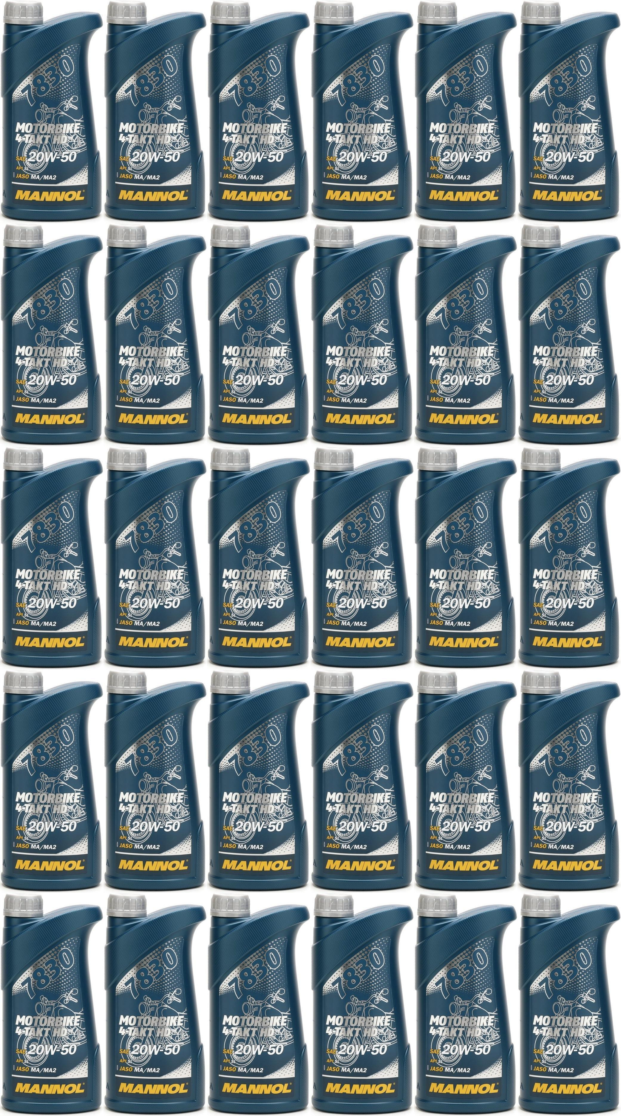 MANNOL 7830 Motorbike 4-Takt HD 20W-50 Motorrad Motoröl 30x 1l = 30 Liter