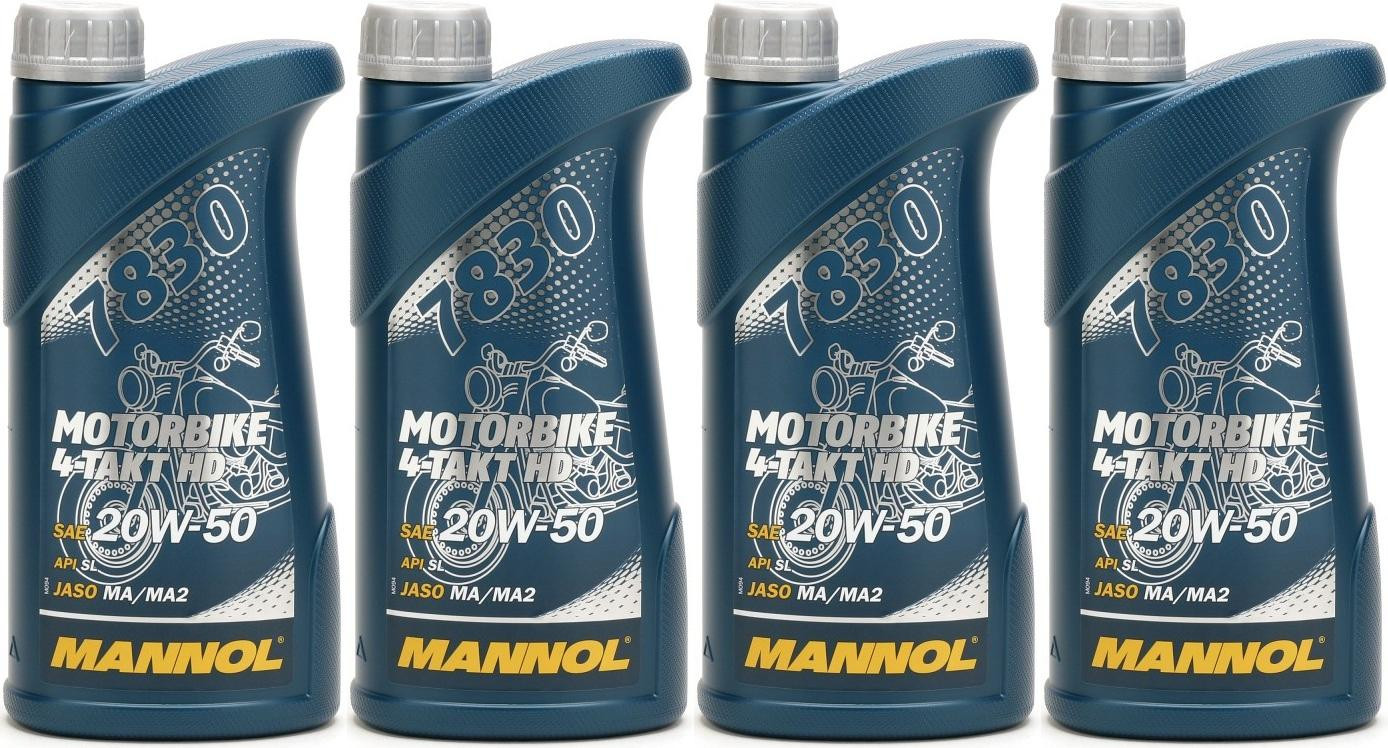 MANNOL 7830 Motorbike 4-Takt HD 20W-50 Motorrad Motoröl 4x 1l = 4 Liter