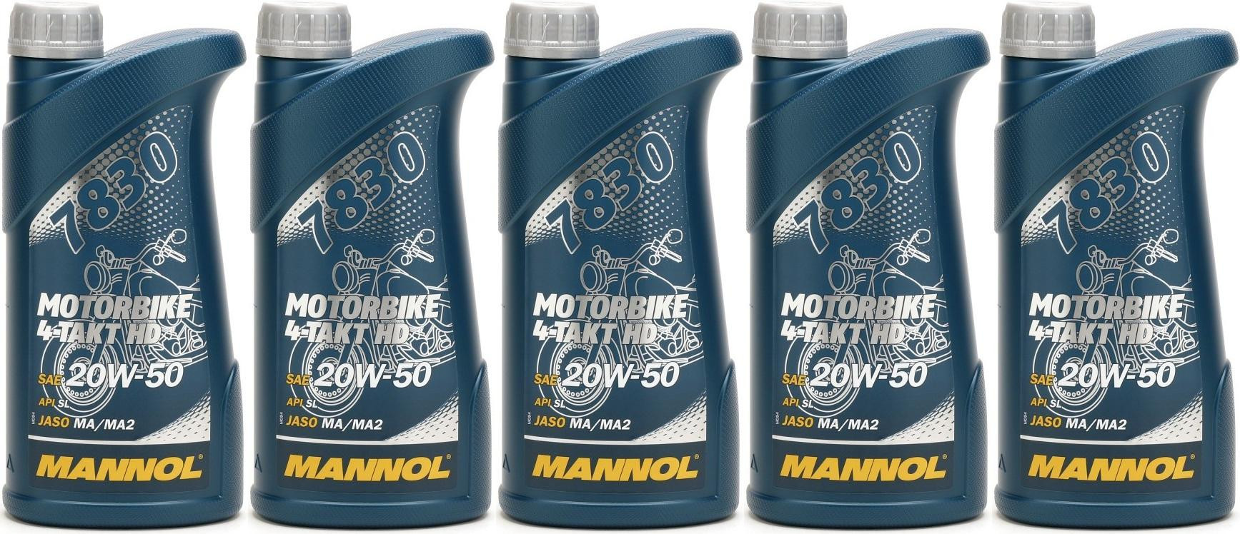 MANNOL 7830 Motorbike 4-Takt HD 20W-50 Motorrad Motoröl 5x 1l = 5 Liter