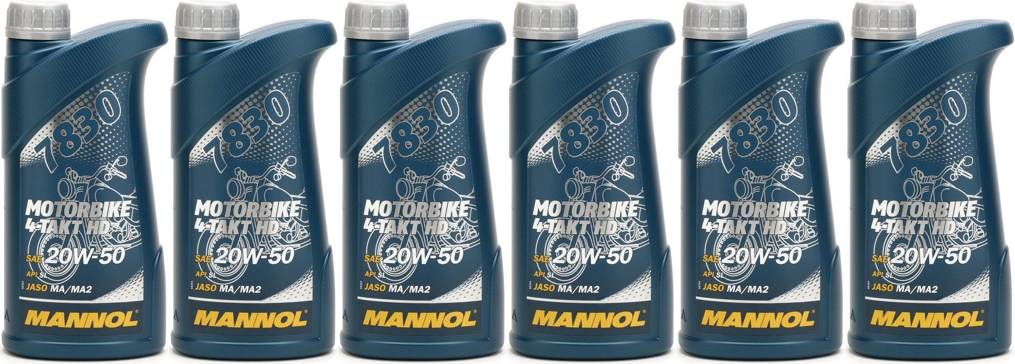 MANNOL 7830 Motorbike 4-Takt HD 20W-50 Motorrad Motoröl 6x 1l = 6 Liter