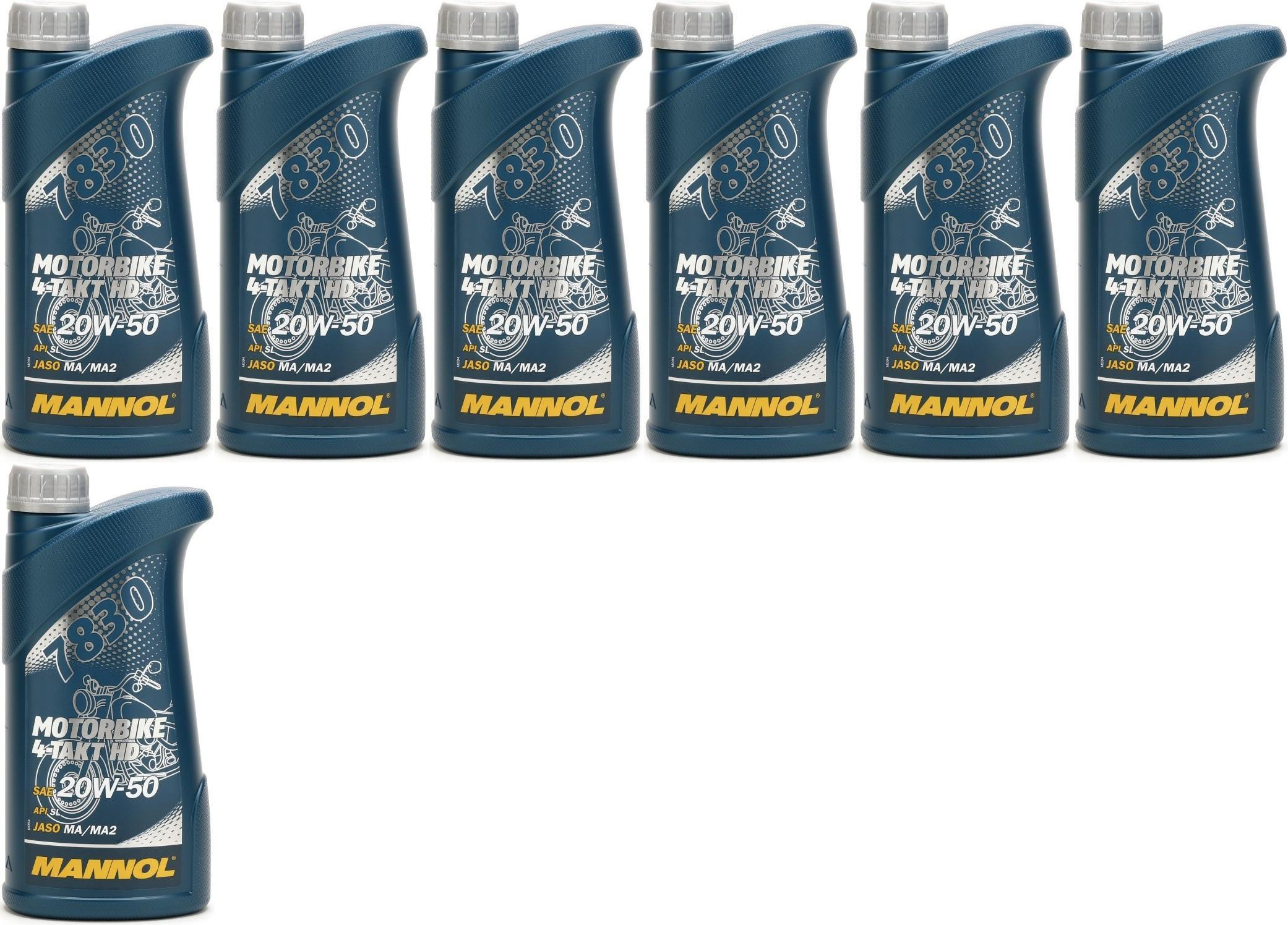 MANNOL 7830 Motorbike 4-Takt HD 20W-50 Motorrad Motoröl 7x 1l = 7 Liter