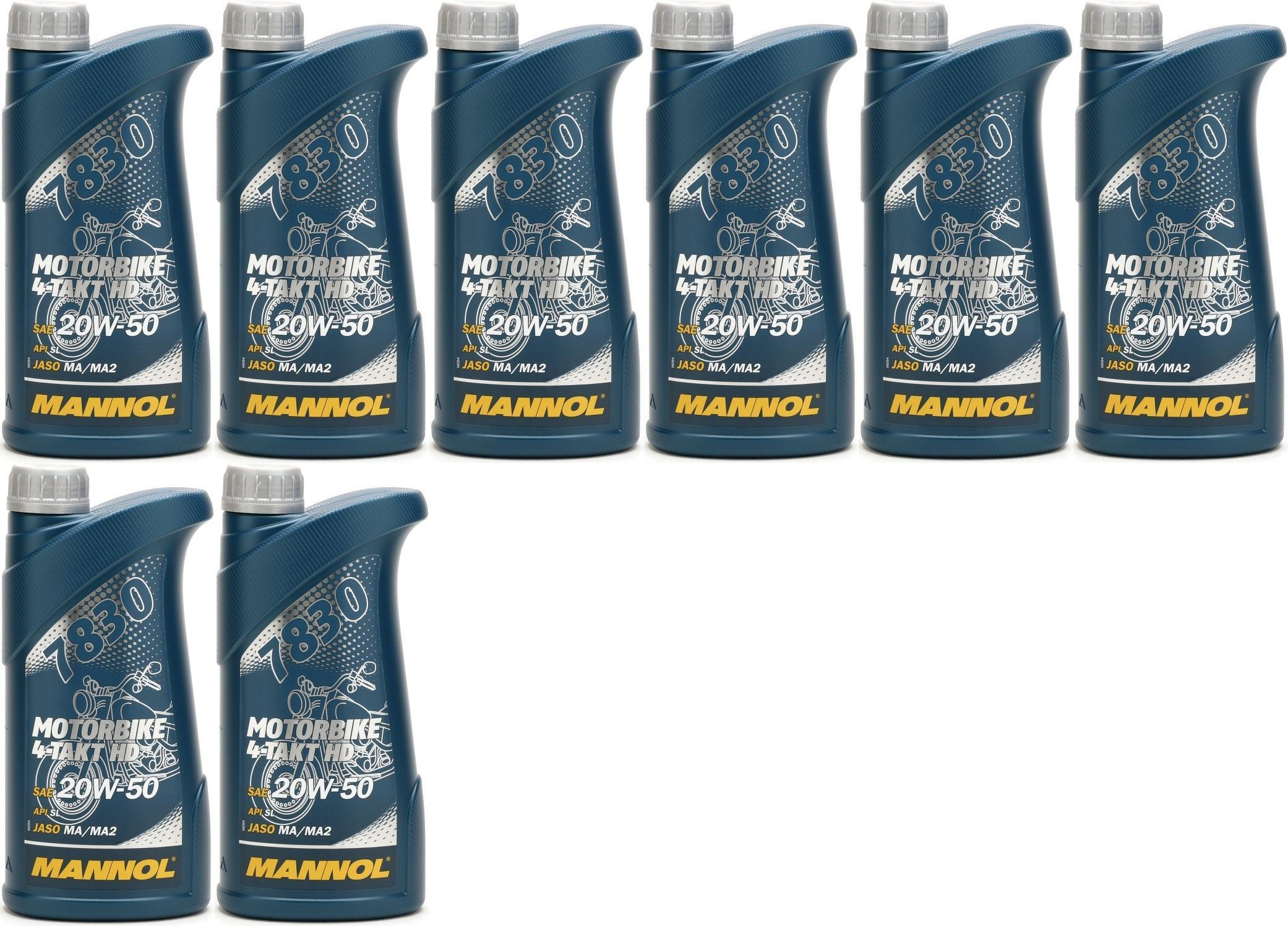 MANNOL 7830 Motorbike 4-Takt HD 20W-50 Motorrad Motoröl 8x 1l = 8 Liter