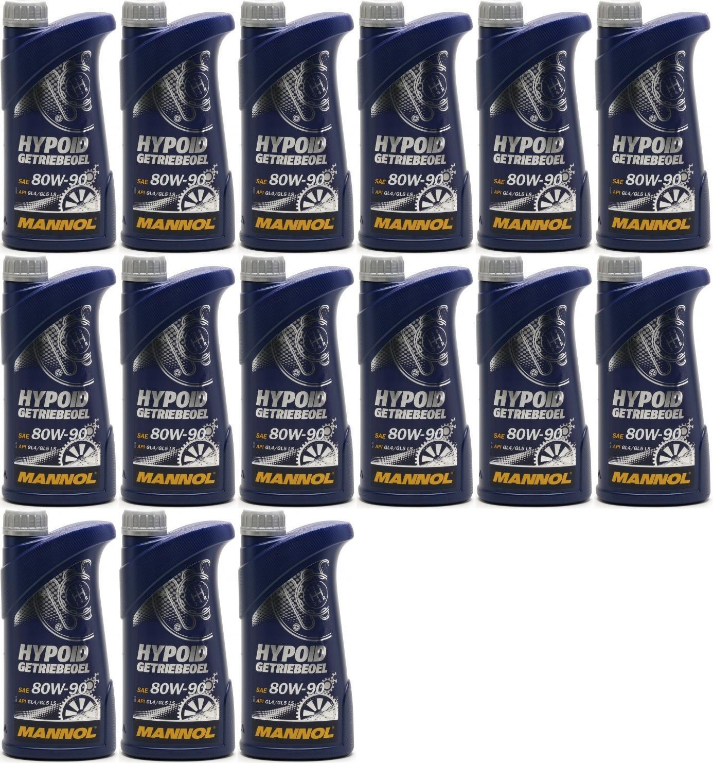 MANNOL Hypoid Getriebeöl 80W-90 API GL 4/GL 5 LS 15x 1l = 15 Liter