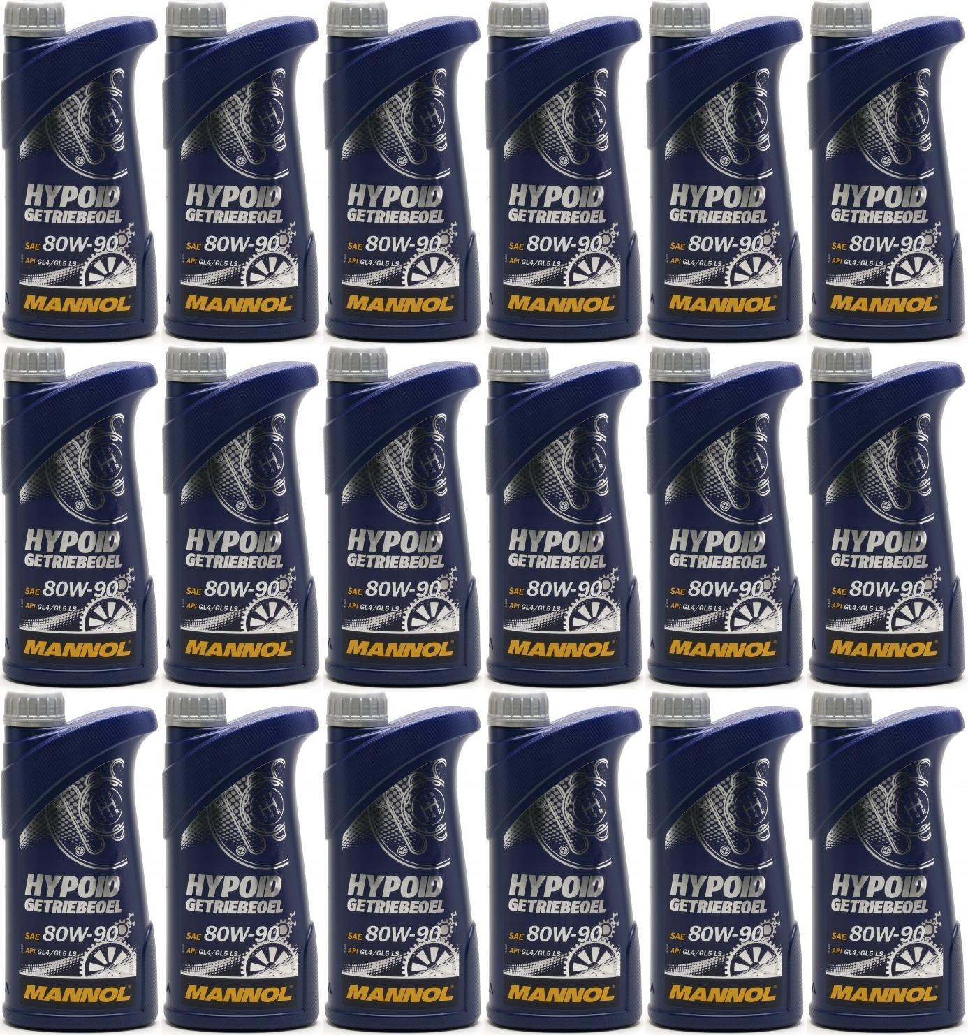 MANNOL Hypoid Getriebeöl 80W-90 API GL 4/GL 5 LS 18x 1l = 18 Liter