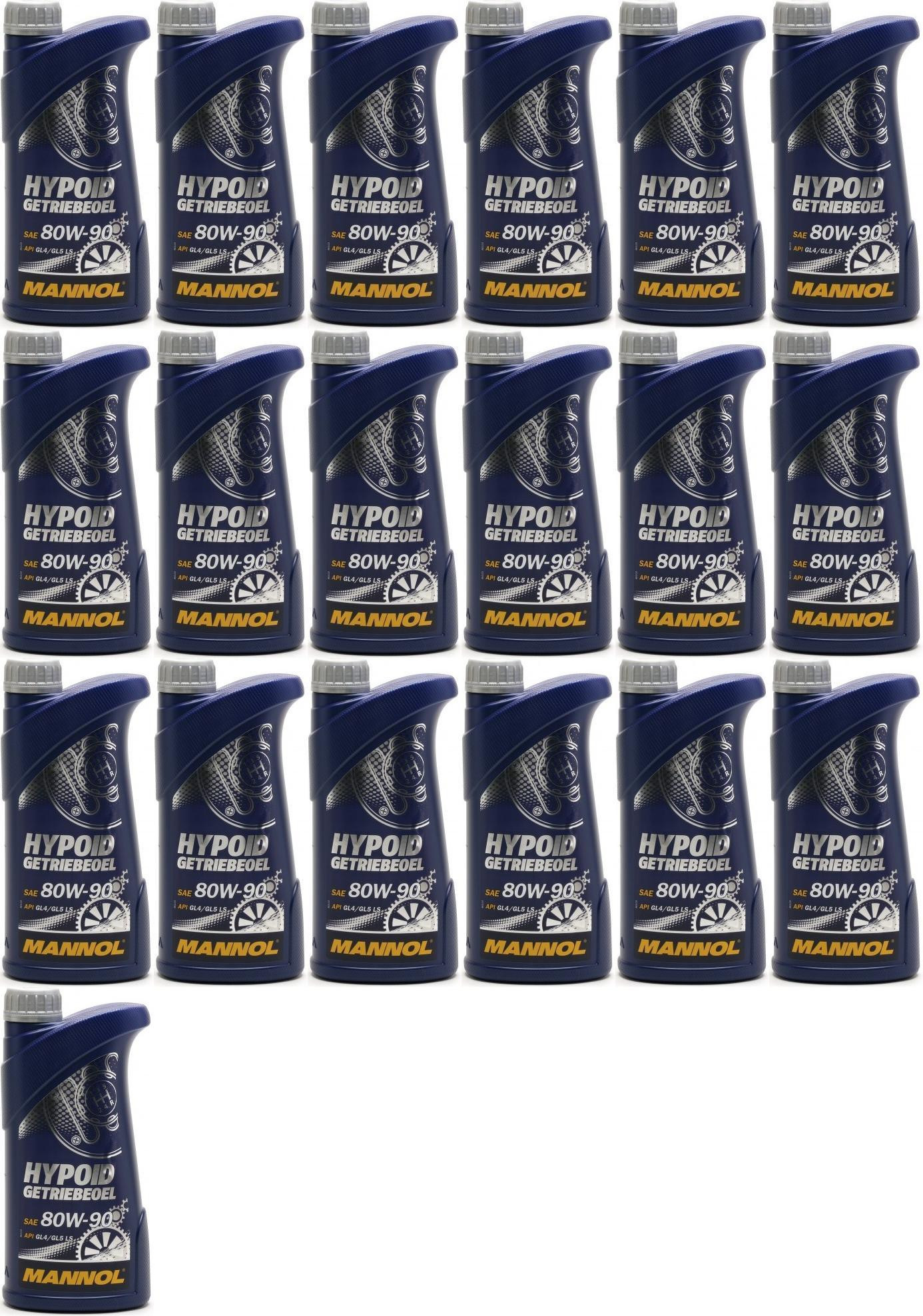 MANNOL Hypoid Getriebeöl 80W-90 API GL 4/GL 5 LS 19x 1l = 19 Liter