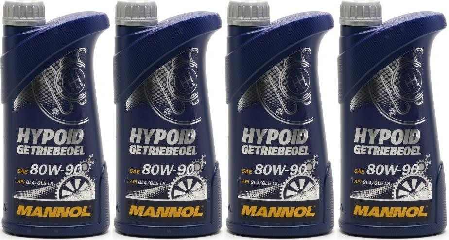 MANNOL Hypoid Getriebeöl 80W-90 API GL 4/GL 5 LS 4x 1l = 4 Liter