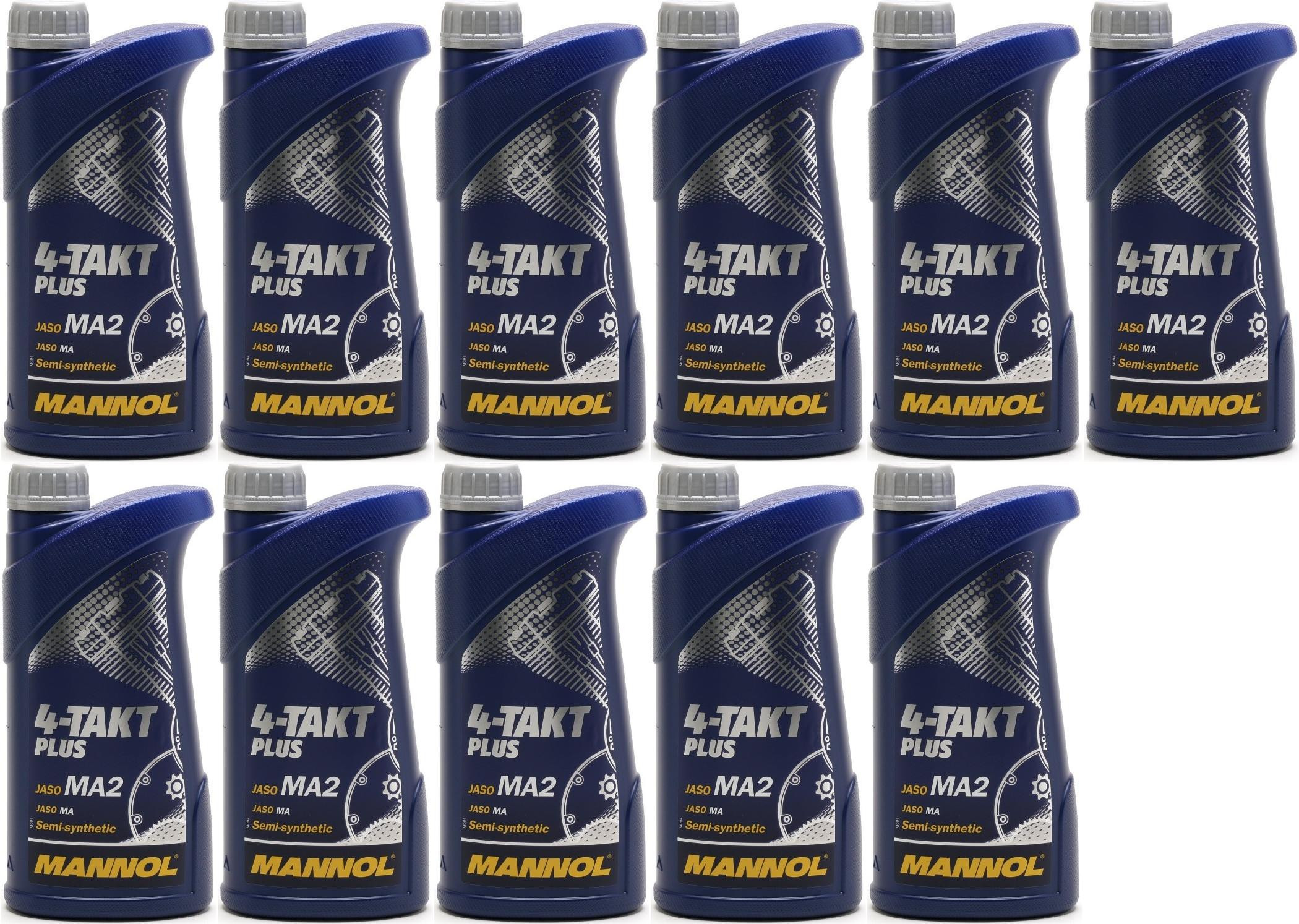 MANNOL 4-Takt Plus 10W-40 Motorrad Motoröl 11x 1l = 11 Liter
