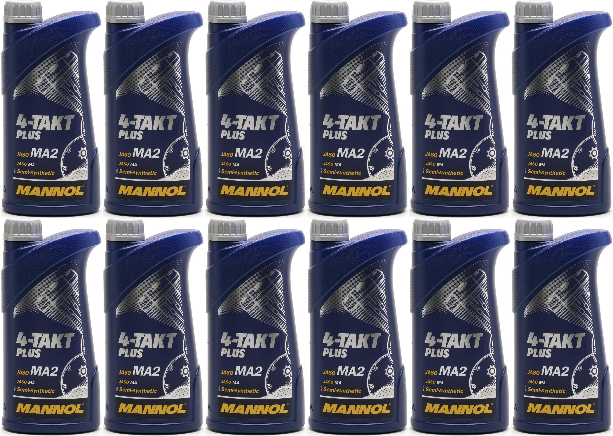 MANNOL 4-Takt Plus 10W-40 Motorrad Motoröl 12x 1l = 12 Liter