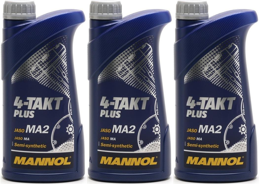 MANNOL 4-Takt Plus 10W-40 Motorrad Motoröl 3x 1l = 3 Liter