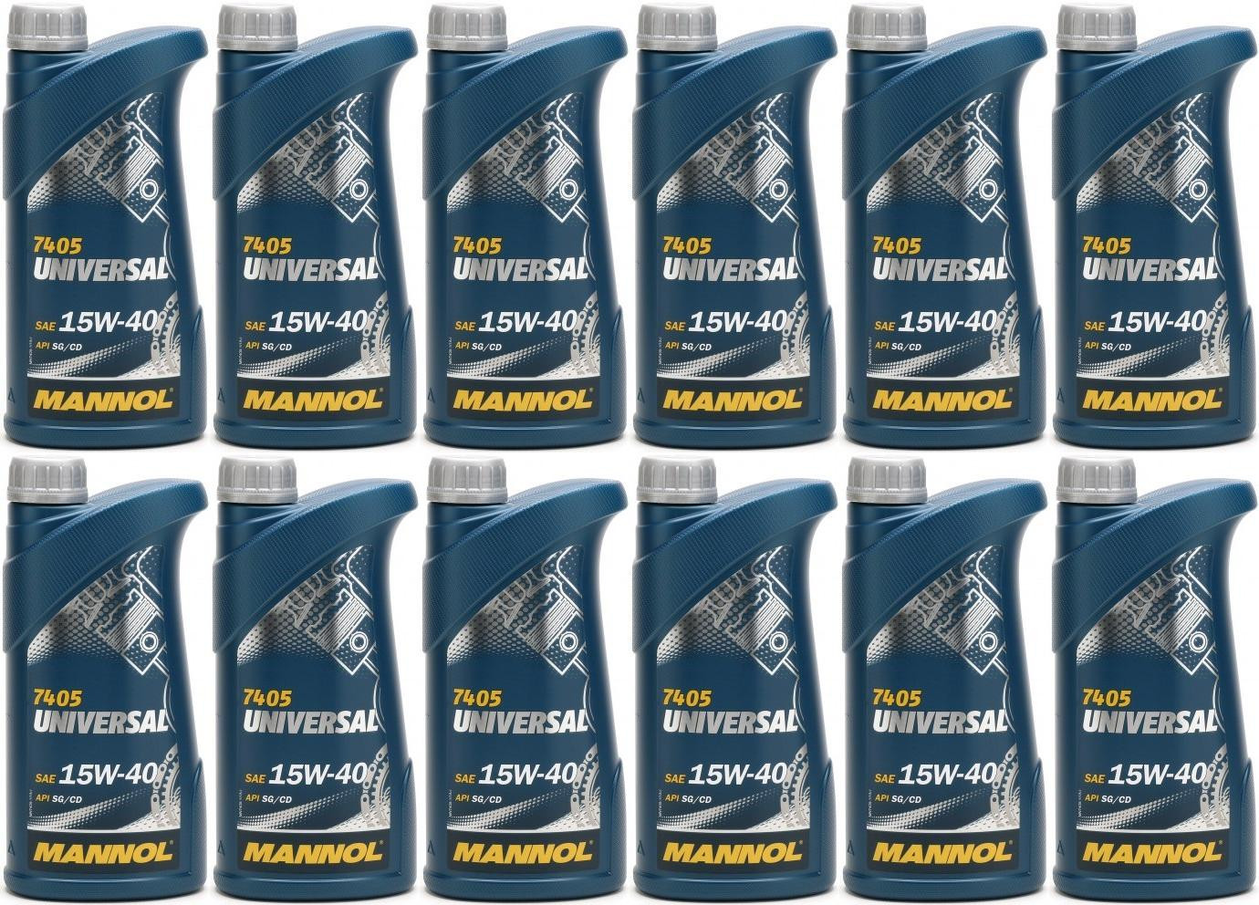 Mannol Universal 15W-40 Motoröl 12x 1l = 12 Liter