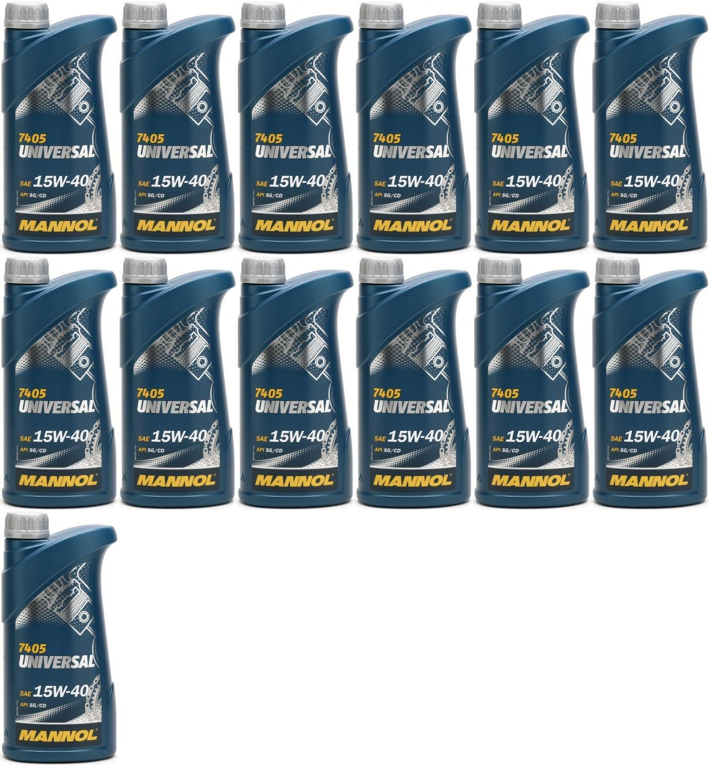 Mannol Universal 15W-40 Motoröl 13x 1l = 13 Liter