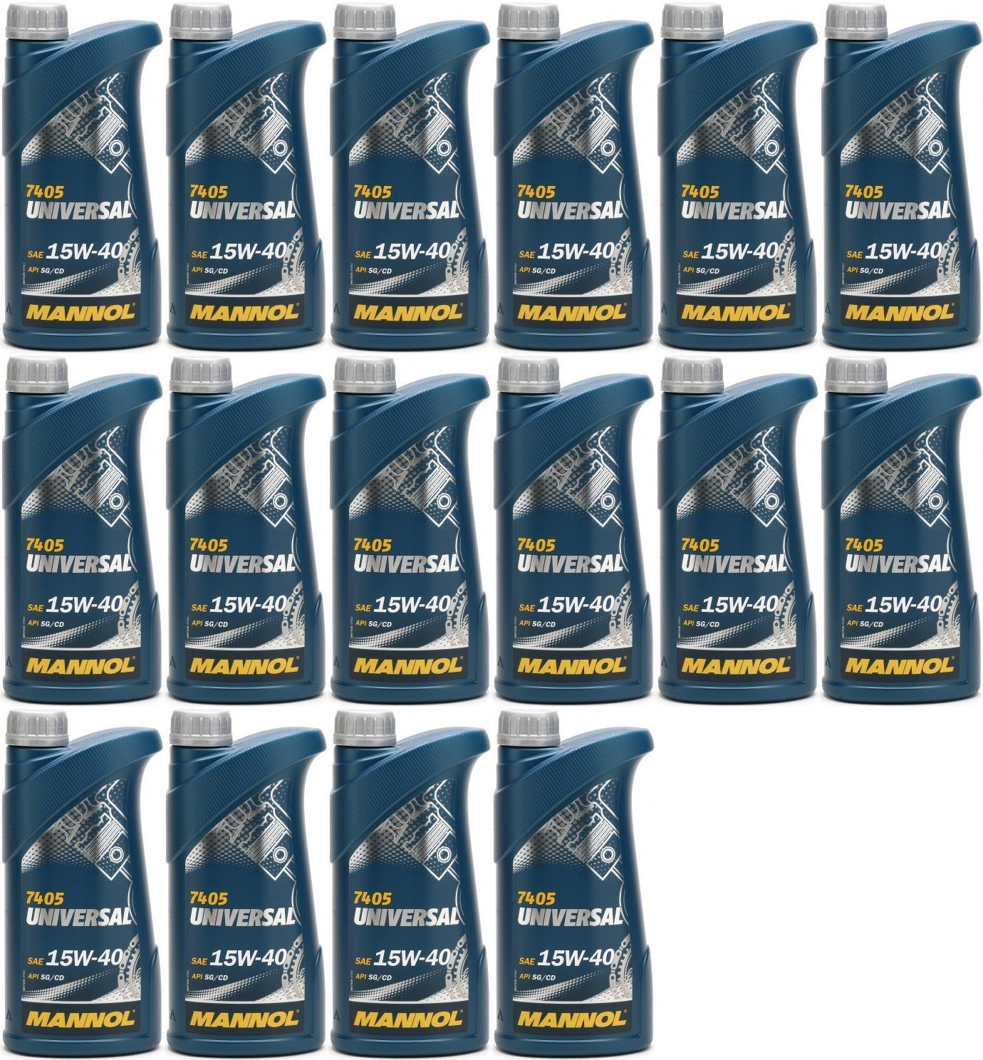 Mannol Universal 15W-40 Motoröl 16x 1l = 16 Liter