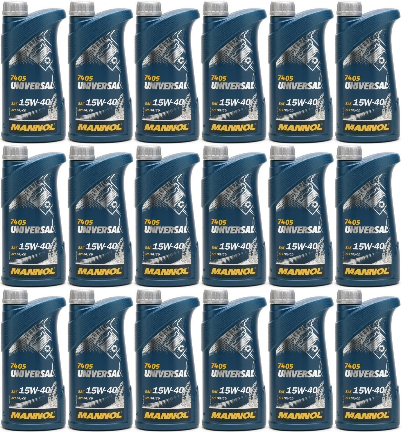 Mannol Universal 15W-40 Motoröl 18x 1l = 18 Liter
