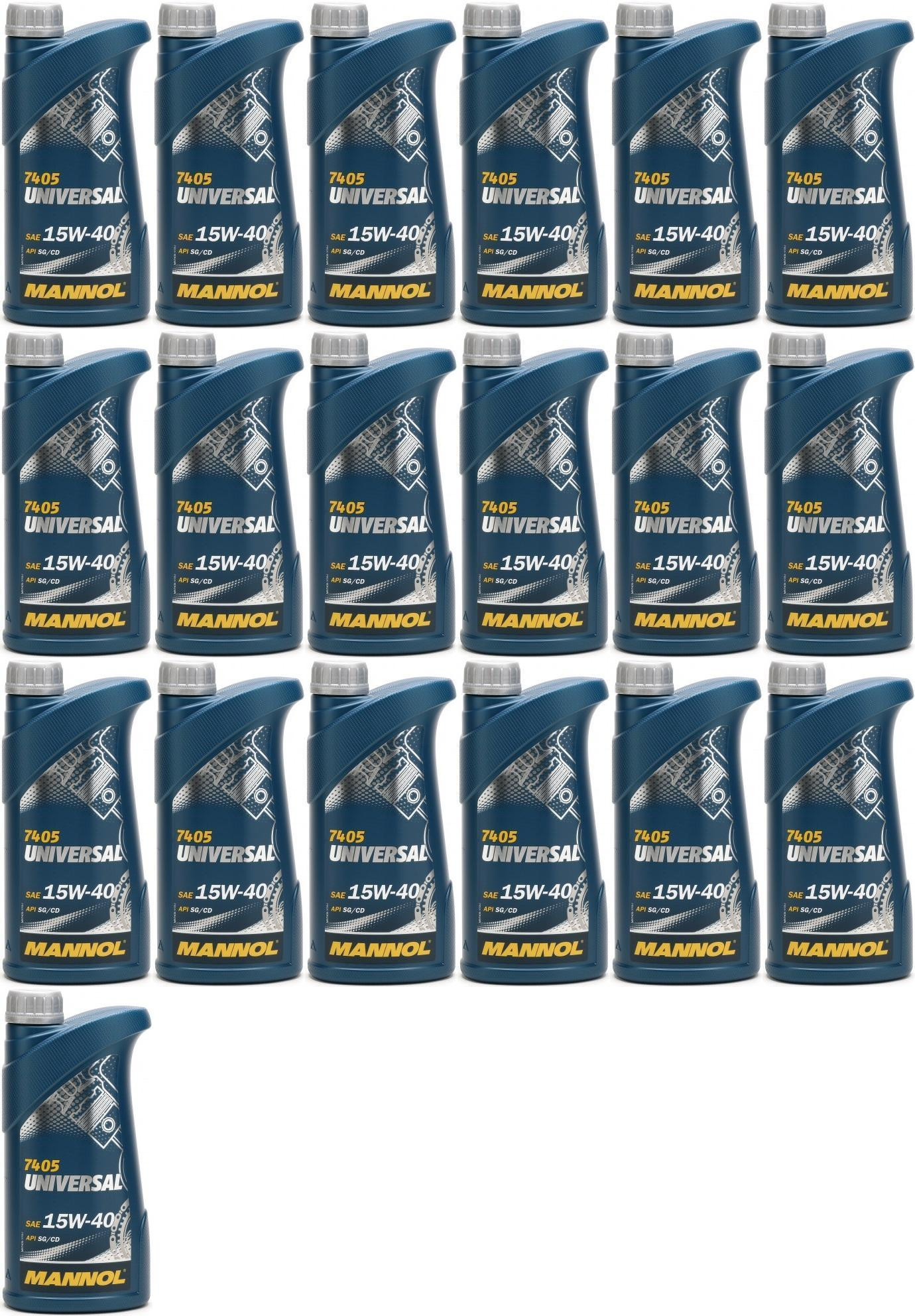 Mannol Universal 15W-40 Motoröl 19x 1l = 19 Liter