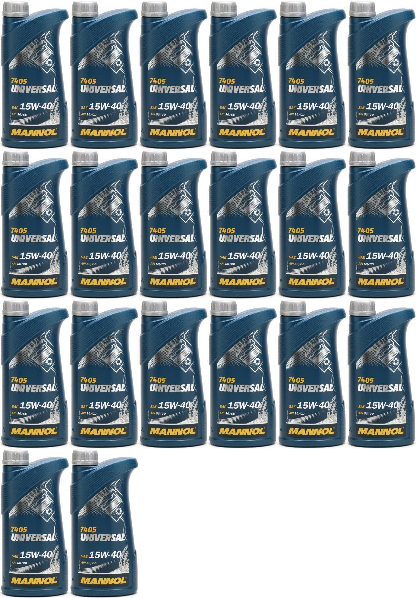 Mannol Universal 15W-40 Motoröl 20x 1l = 20 Liter