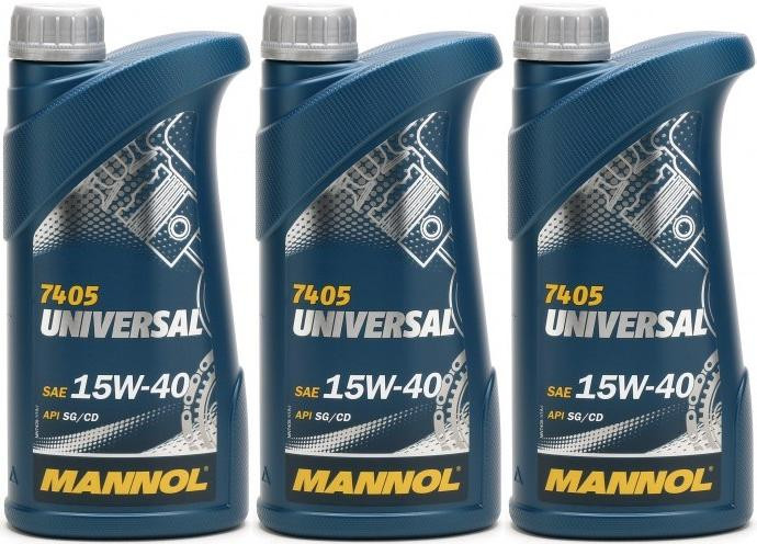 Mannol Universal 15W-40 Motoröl 3x 1l = 3 Liter