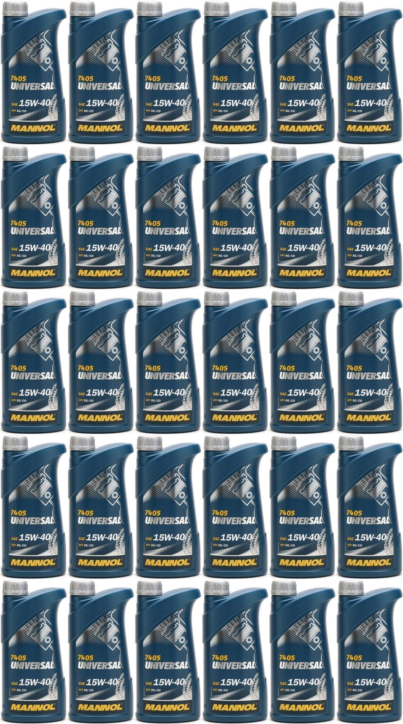 Mannol Universal 15W-40 Motoröl 30x 1l = 30 Liter