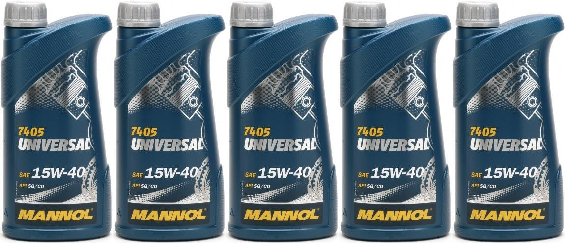 Mannol Universal 15W-40 Motoröl 5x 1l = 5 Liter