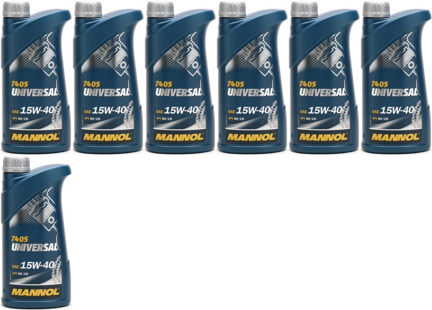 Mannol Universal 15W-40 Motoröl 7x 1l = 7 Liter