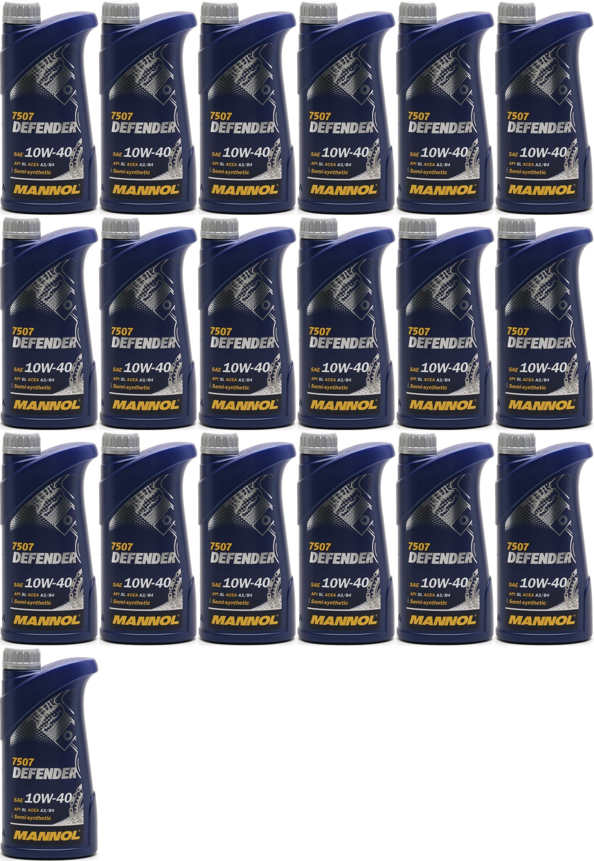 Mannol Defender 10W-40 Diesel & Benziner Motoröliter 19x 1l = 19 Liter