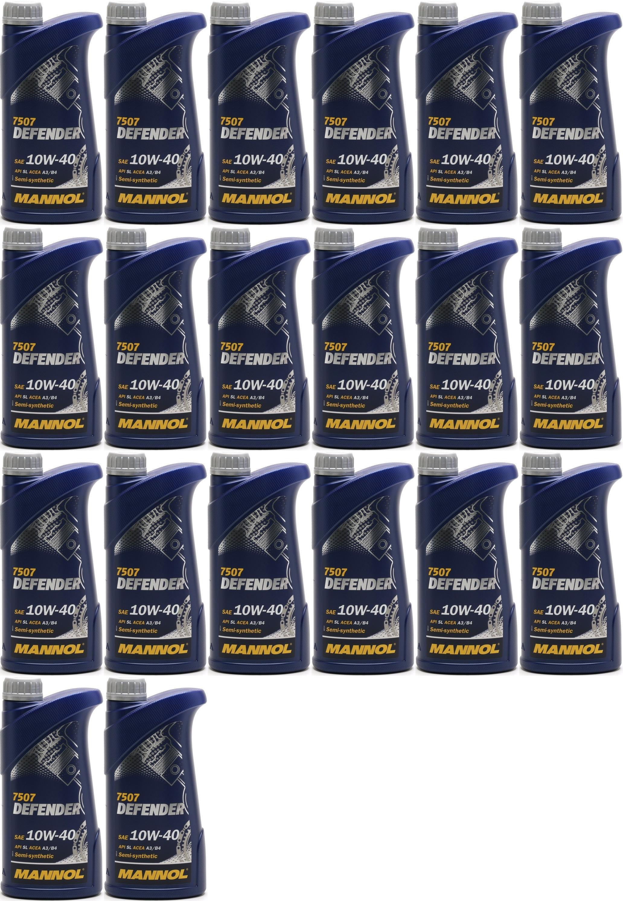 Mannol Defender 10W-40 Diesel & Benziner Motoröliter 20x 1l = 20 Liter