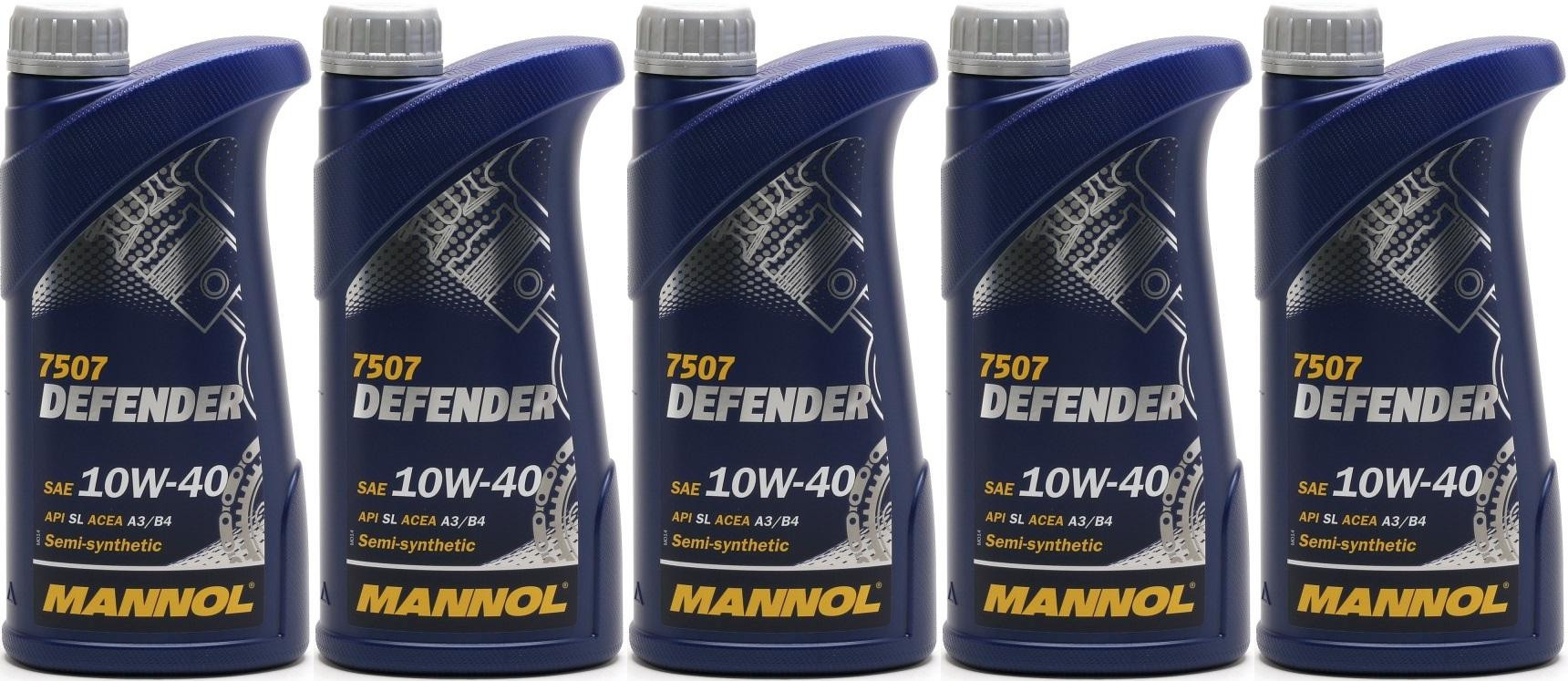 Mannol Defender 10W-40 Diesel & Benziner Motoröliter 5x 1l = 5 Liter
