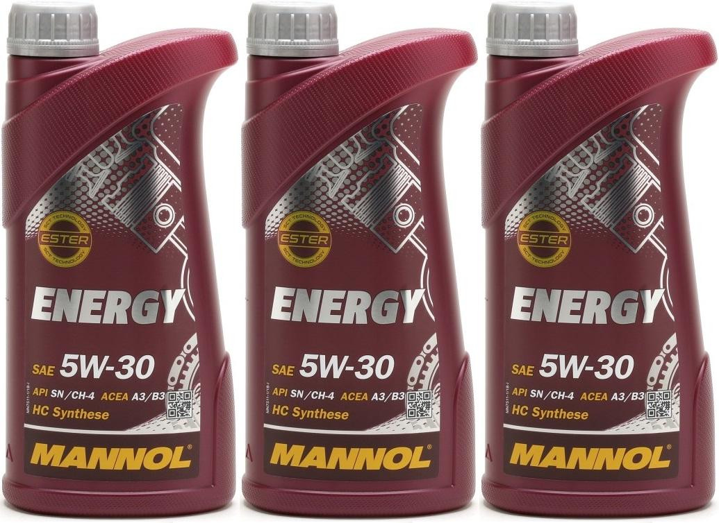MANNOL Energy 5W-30 Motoröl 3x 1l = 3 Liter