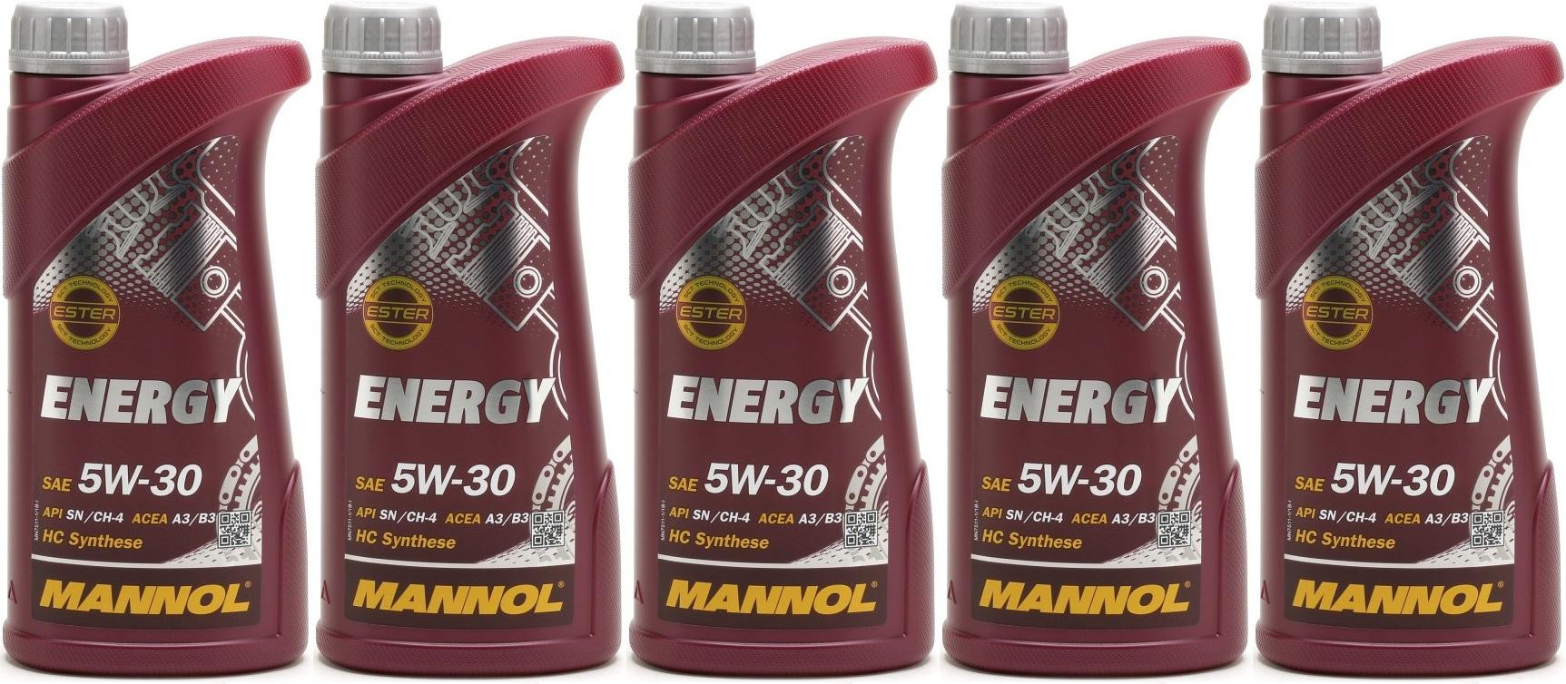 MANNOL Energy 5W-30 Motoröl 5x 1l = 5 Liter