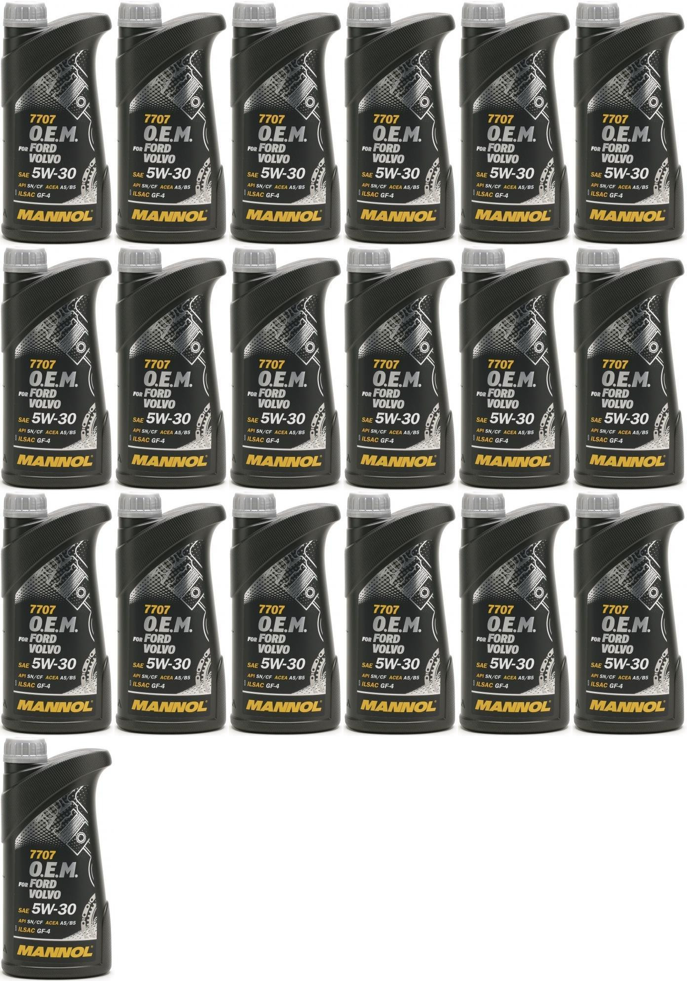 MANNOL 7707 O.E.M. 5W-30 Motoröl (Volvo/Ford) 19x 1l = 19 Liter