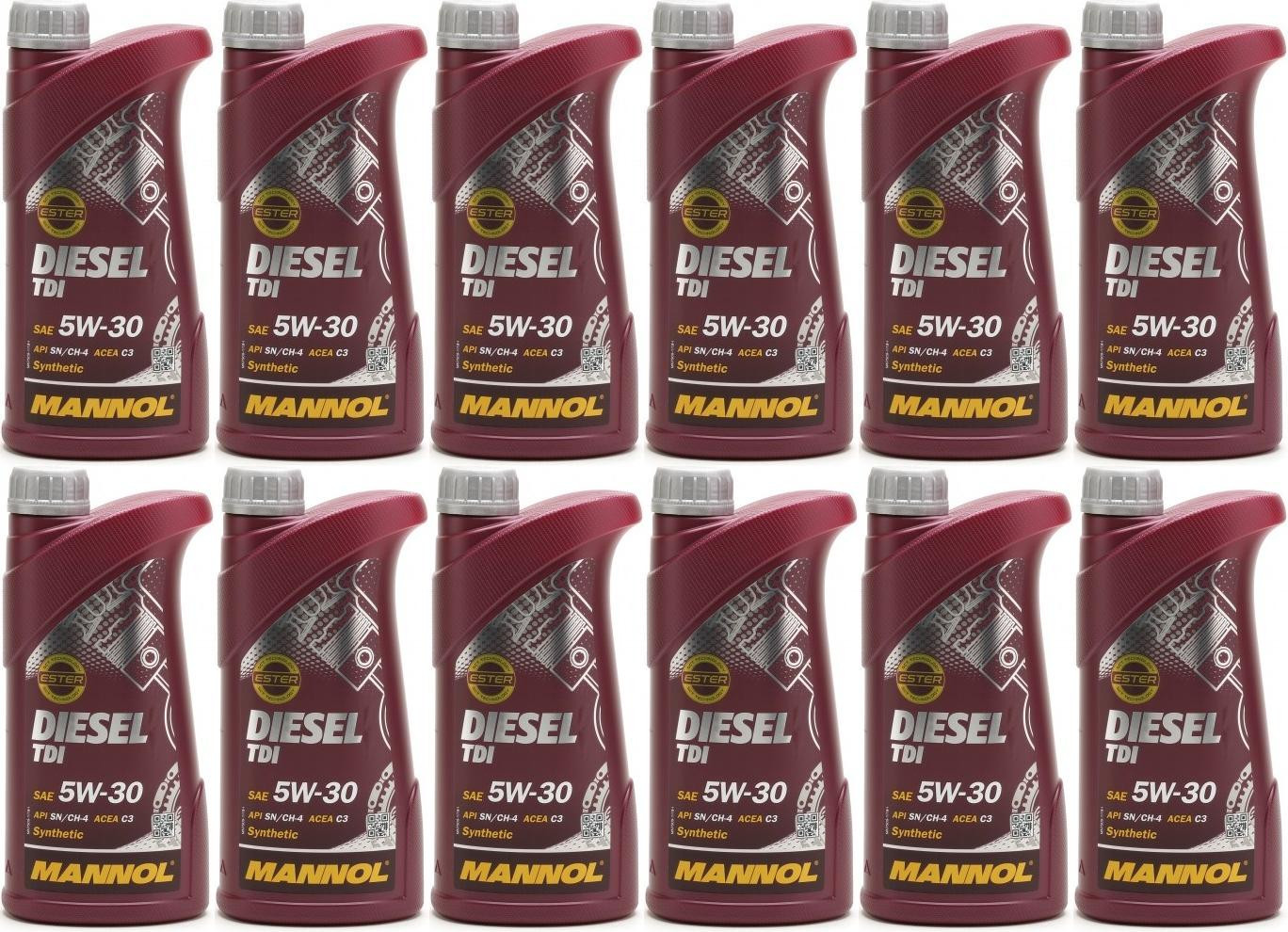 Mannol Diesel TDI 5W-30 Motoröl 12x 1l = 12 Liter