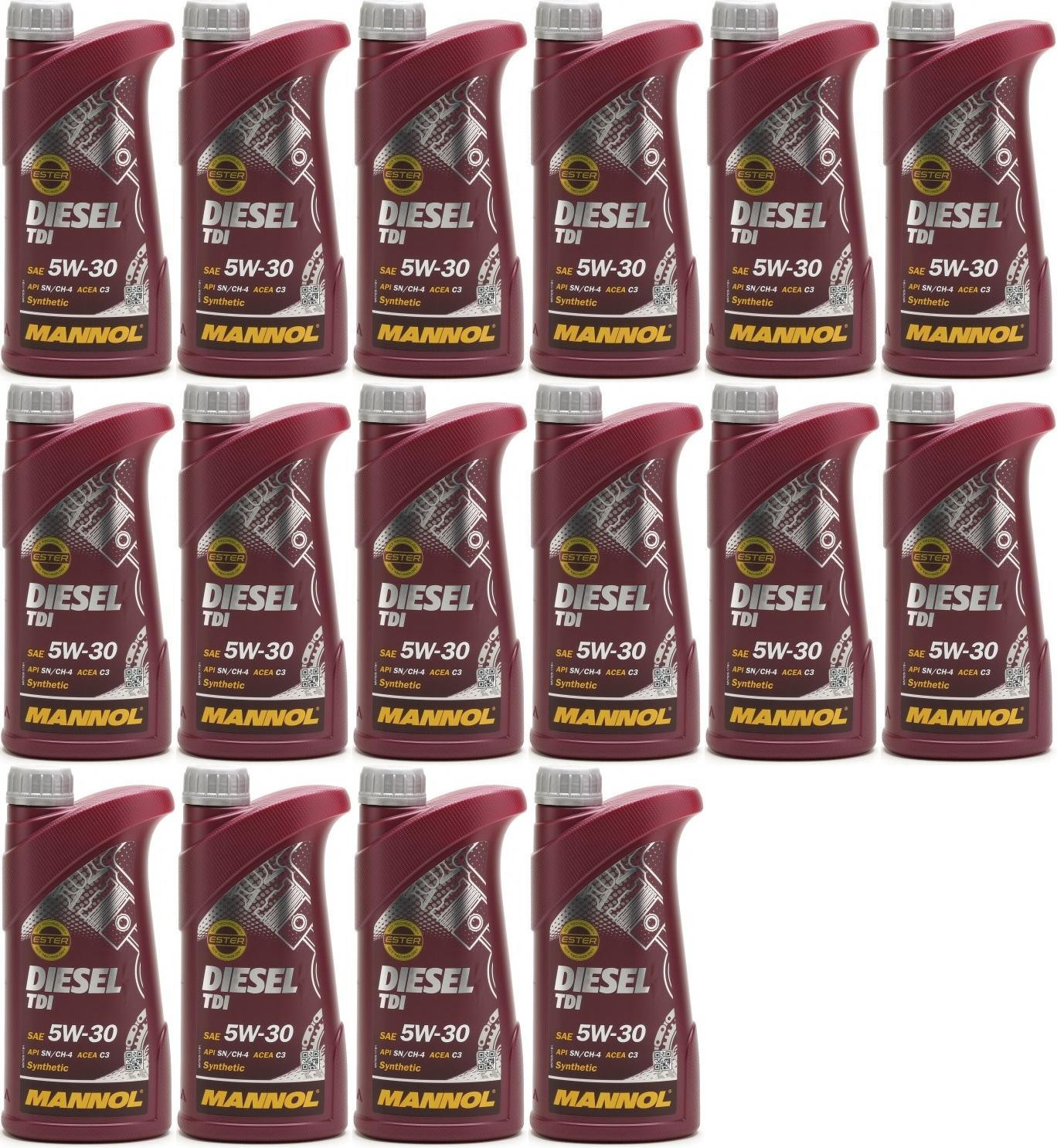 Mannol Diesel TDI 5W-30 Motoröl 16x 1l = 16 Liter