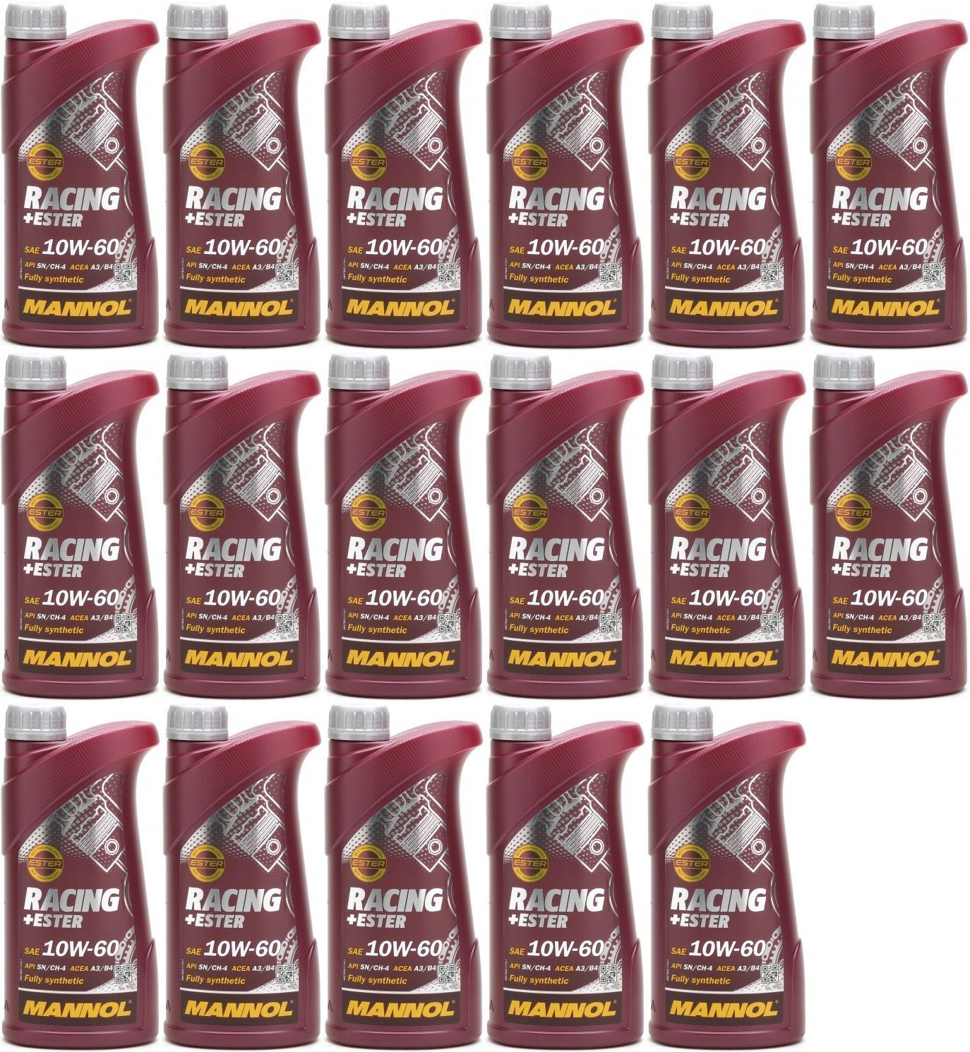 MANNOL Racing+Ester 10W-60 Motoröl 17x 1l = 17 Liter