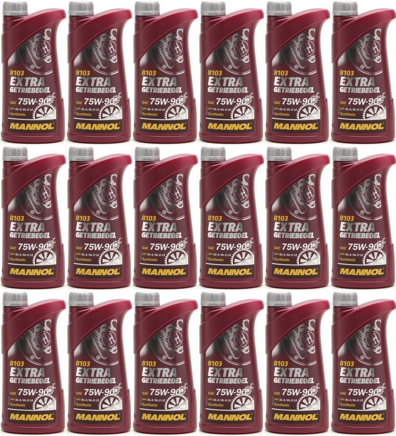 MANNOL Extra Getriebeoel 75W-90 API GL 4/GL 5 LS 18x 1l = 18 Liter