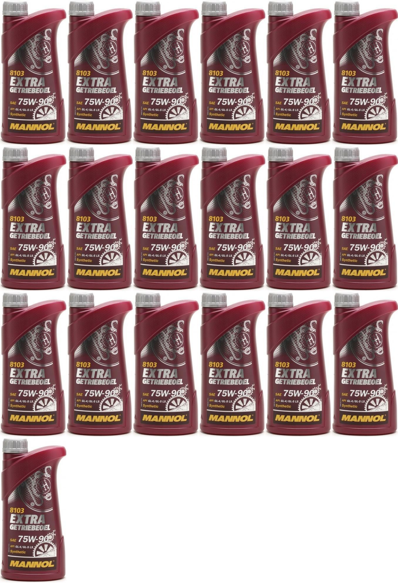 MANNOL Extra Getriebeoel 75W-90 API GL 4/GL 5 LS 19x 1l = 19 Liter