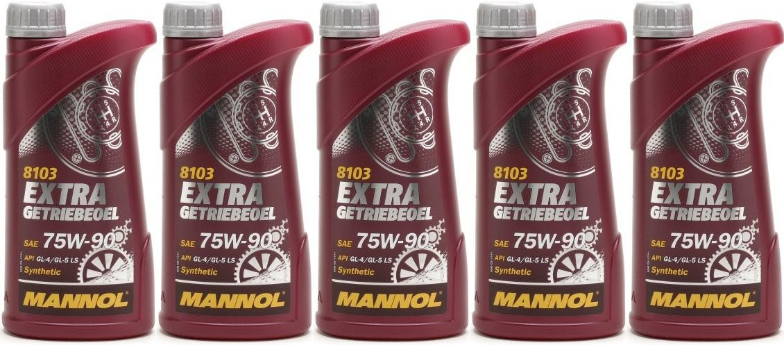 MANNOL Extra Getriebeoel 75W-90 API GL 4/GL 5 LS 5x 1l = 5 Liter