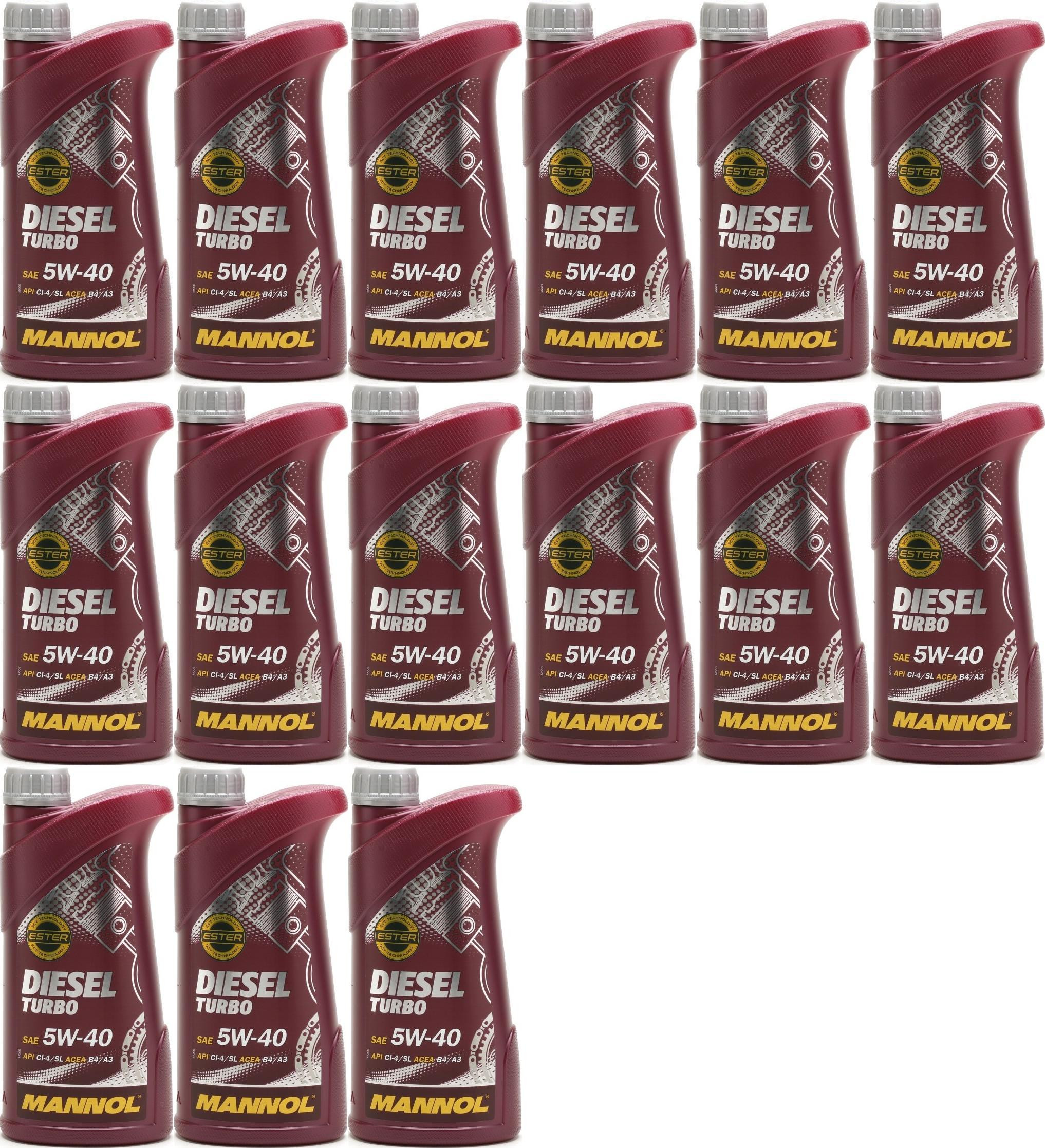 MANNOL Diesel Turbo 5W-40 Motoröl 15x 1l = 15 Liter