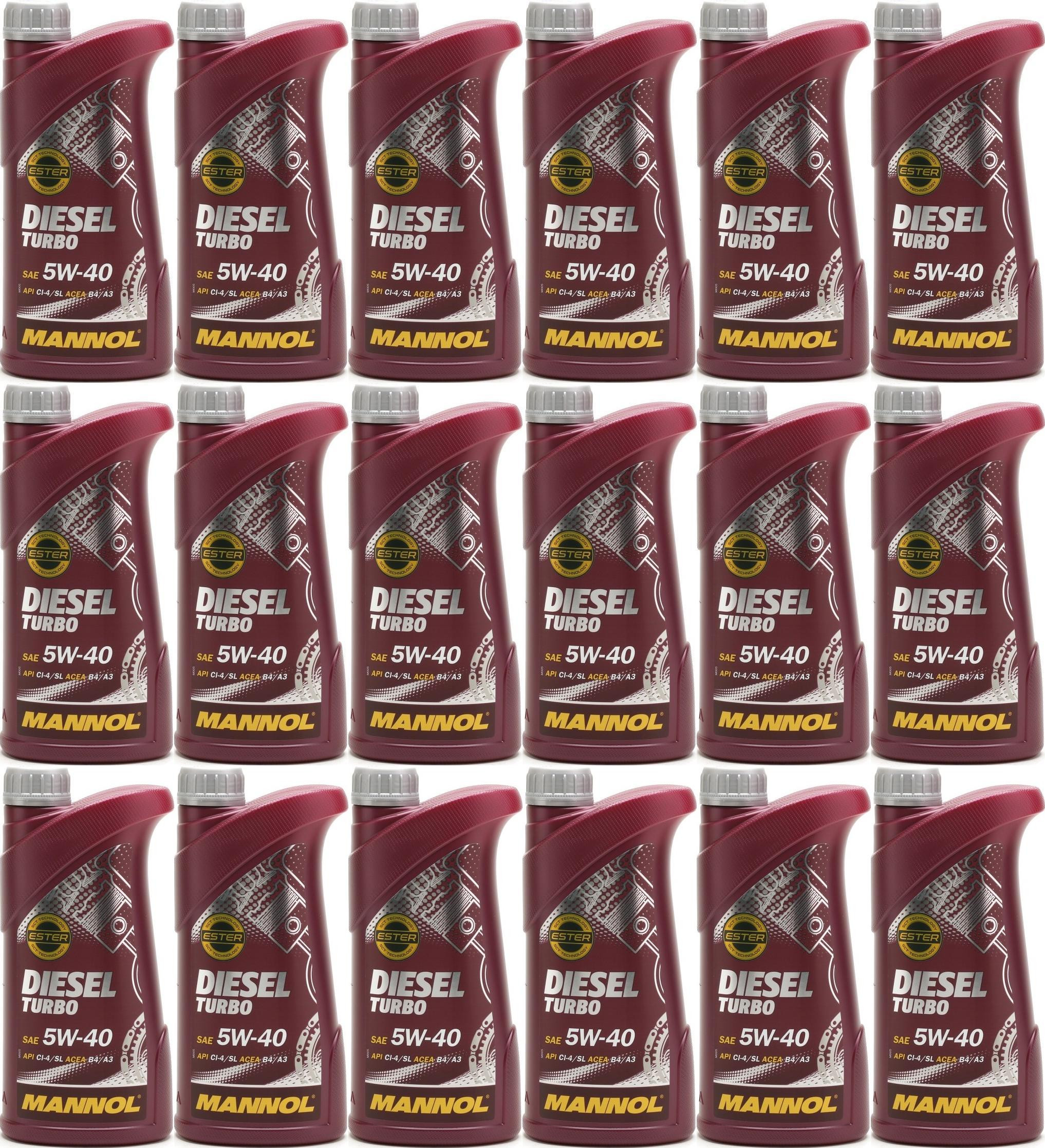 MANNOL Diesel Turbo 5W-40 Motoröl 18x 1l = 18 Liter