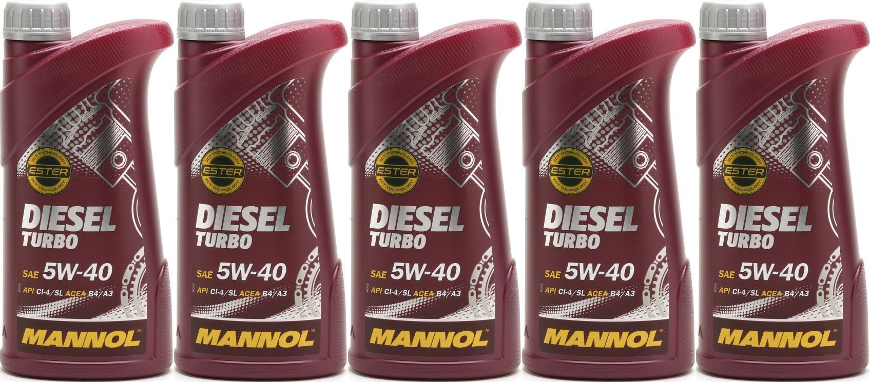 MANNOL Diesel Turbo 5W-40 Motoröl 5x 1l = 5 Liter