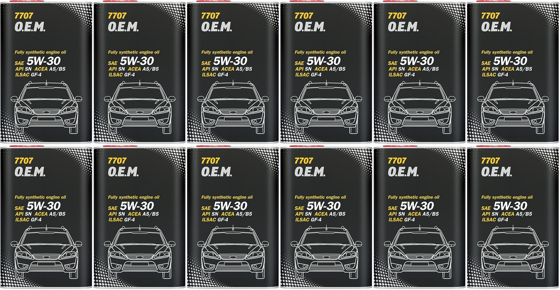 MANNOL 7707 O.E.M. 5W-30 Motoröl (Volvo/Ford) Blechdose 12x 1l = 12 Liter